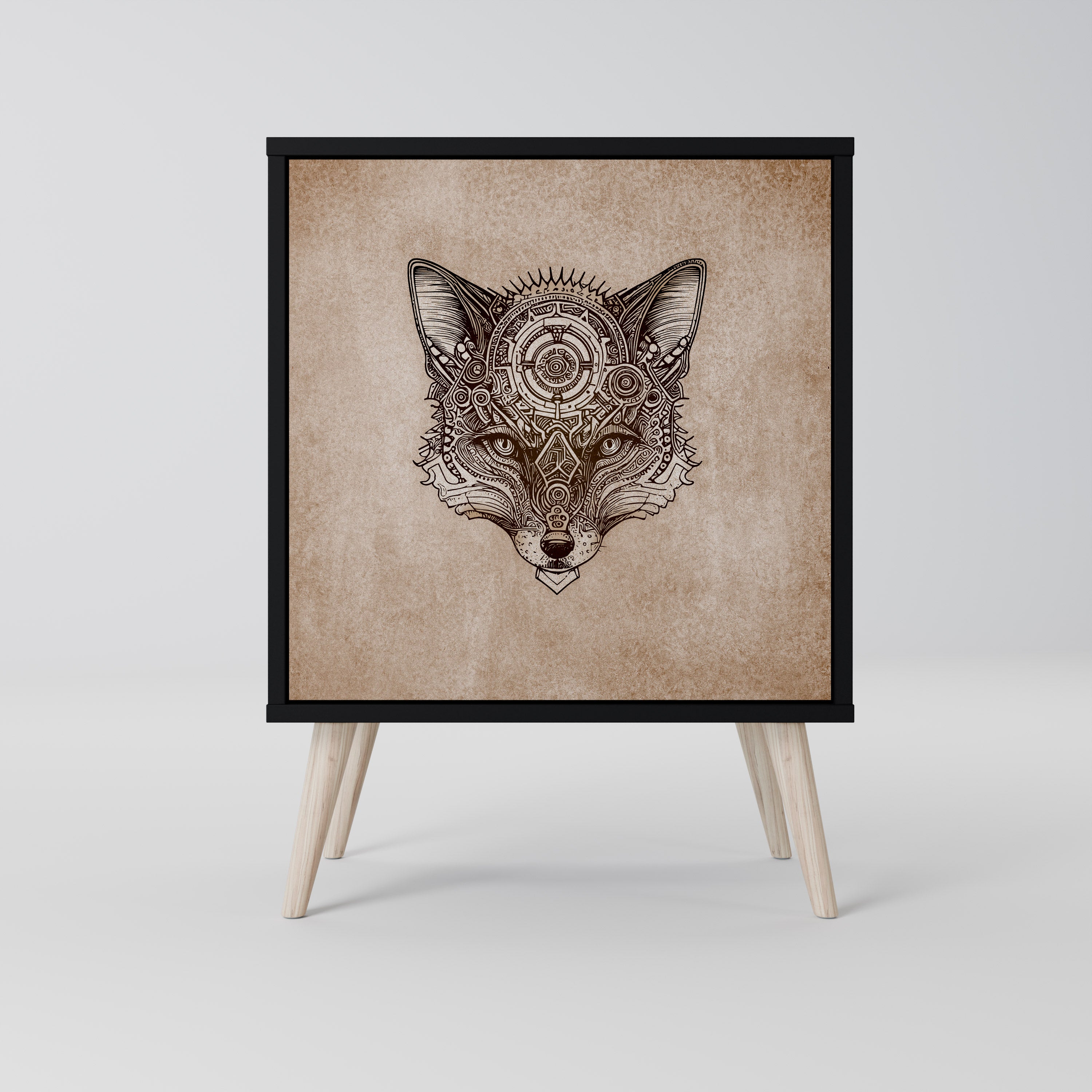 Aparador STEAMPUNK CLAN de 1 puerta en acabado negro