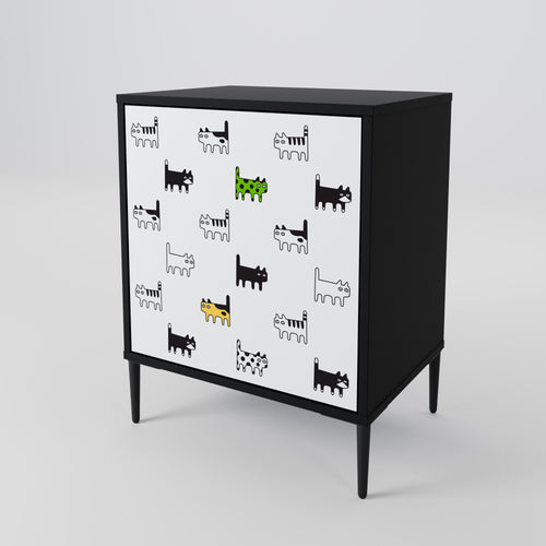 CATS COMPILATION 1-Door Sideboard in Black Finish