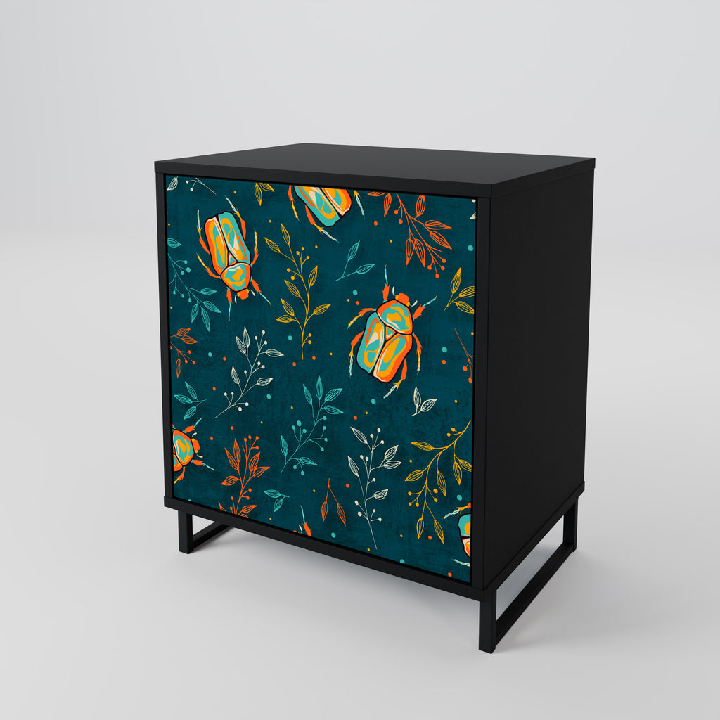AUTUMN INSECTS 1-Door Sideboard in Black Finish