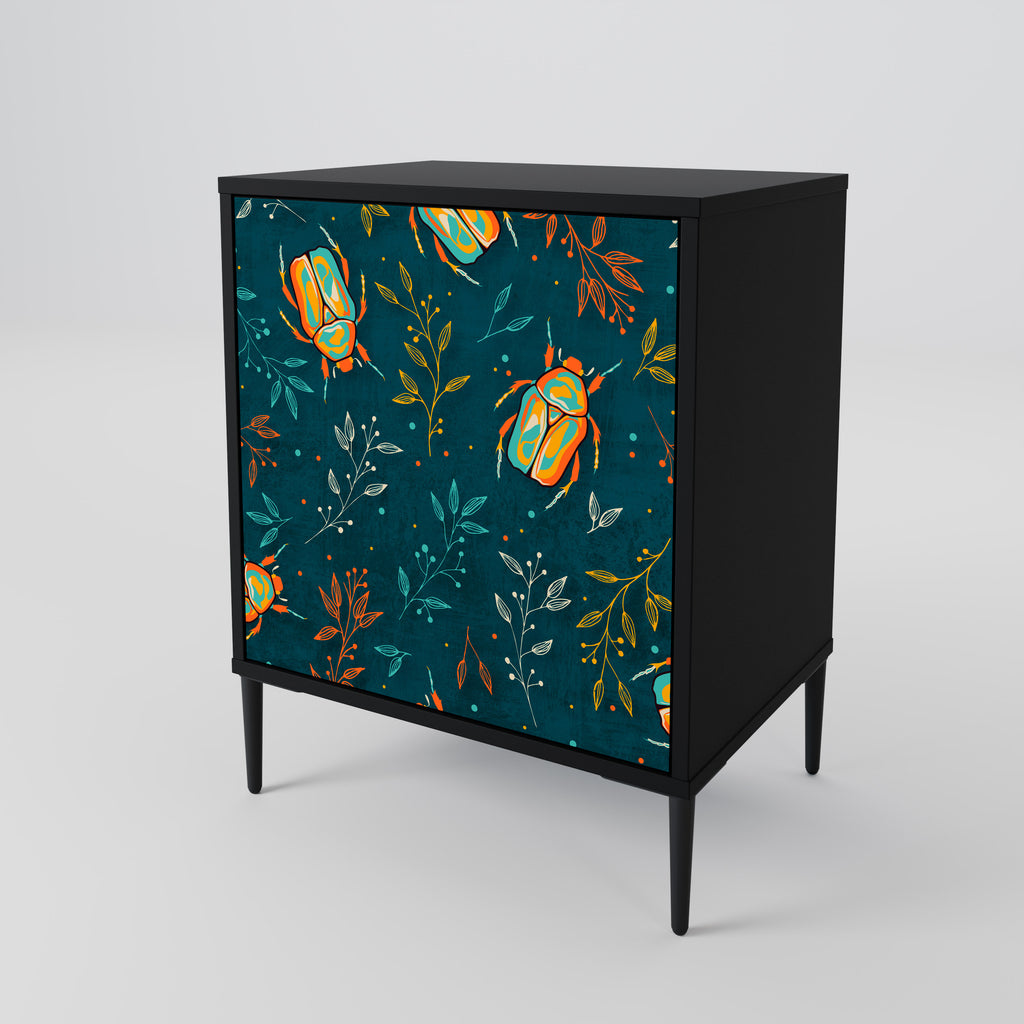 AUTUMN INSECTS 1-Door Sideboard in Black Finish