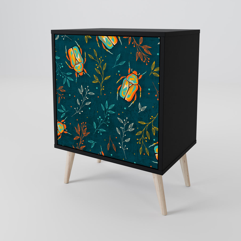 AUTUMN INSECTS 1-Door Sideboard in Black Finish