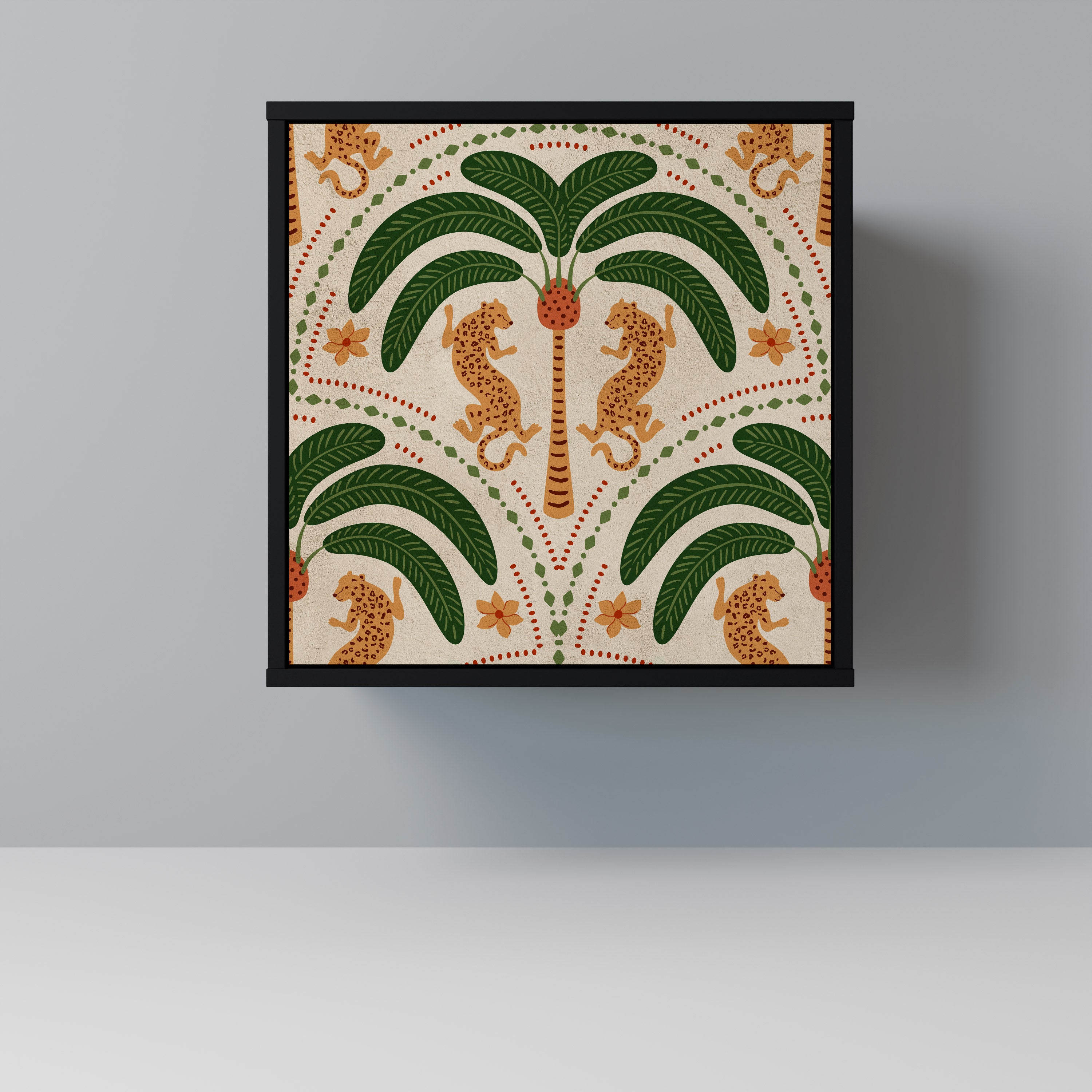 Aparador de 1 puerta DANCING PREDATORS en acabado negro