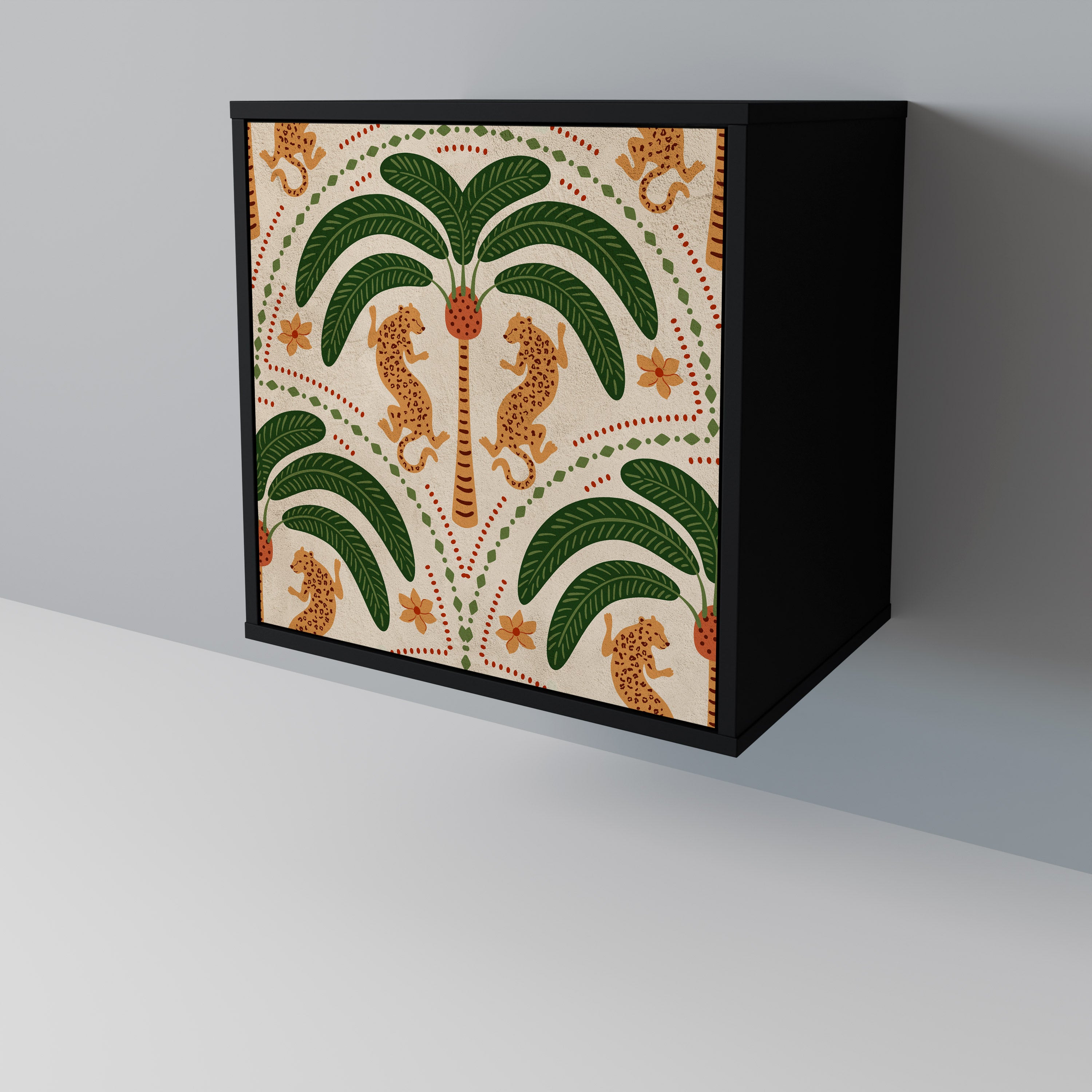 Aparador de 1 puerta DANCING PREDATORS en acabado negro