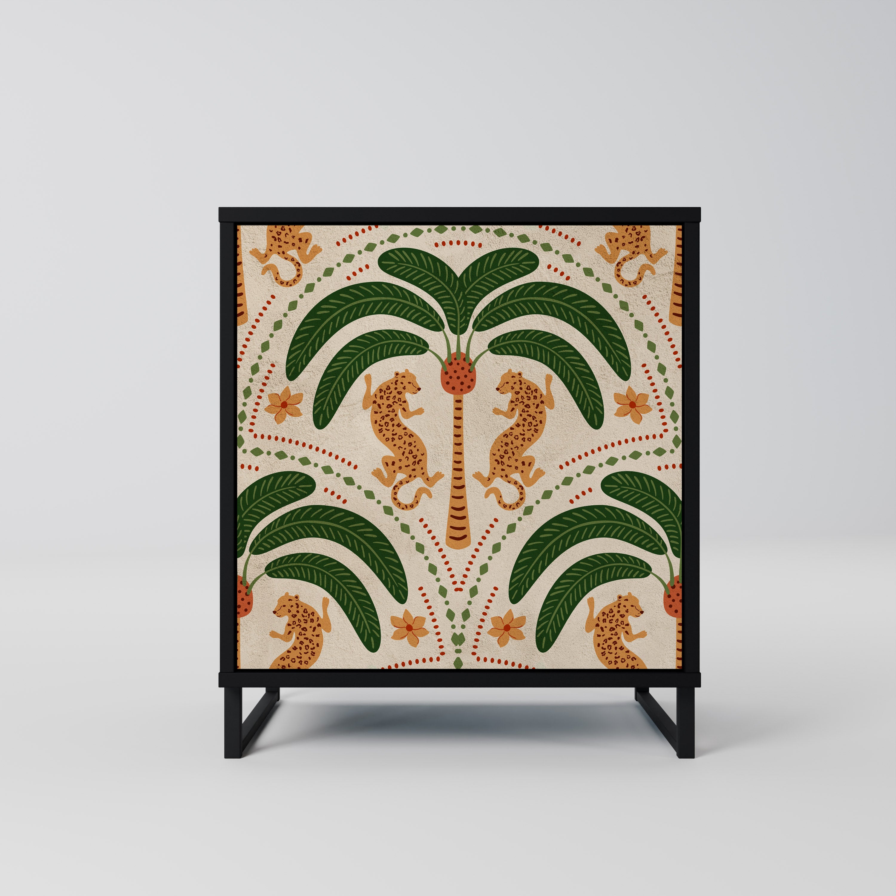 Aparador de 1 puerta DANCING PREDATORS en acabado negro