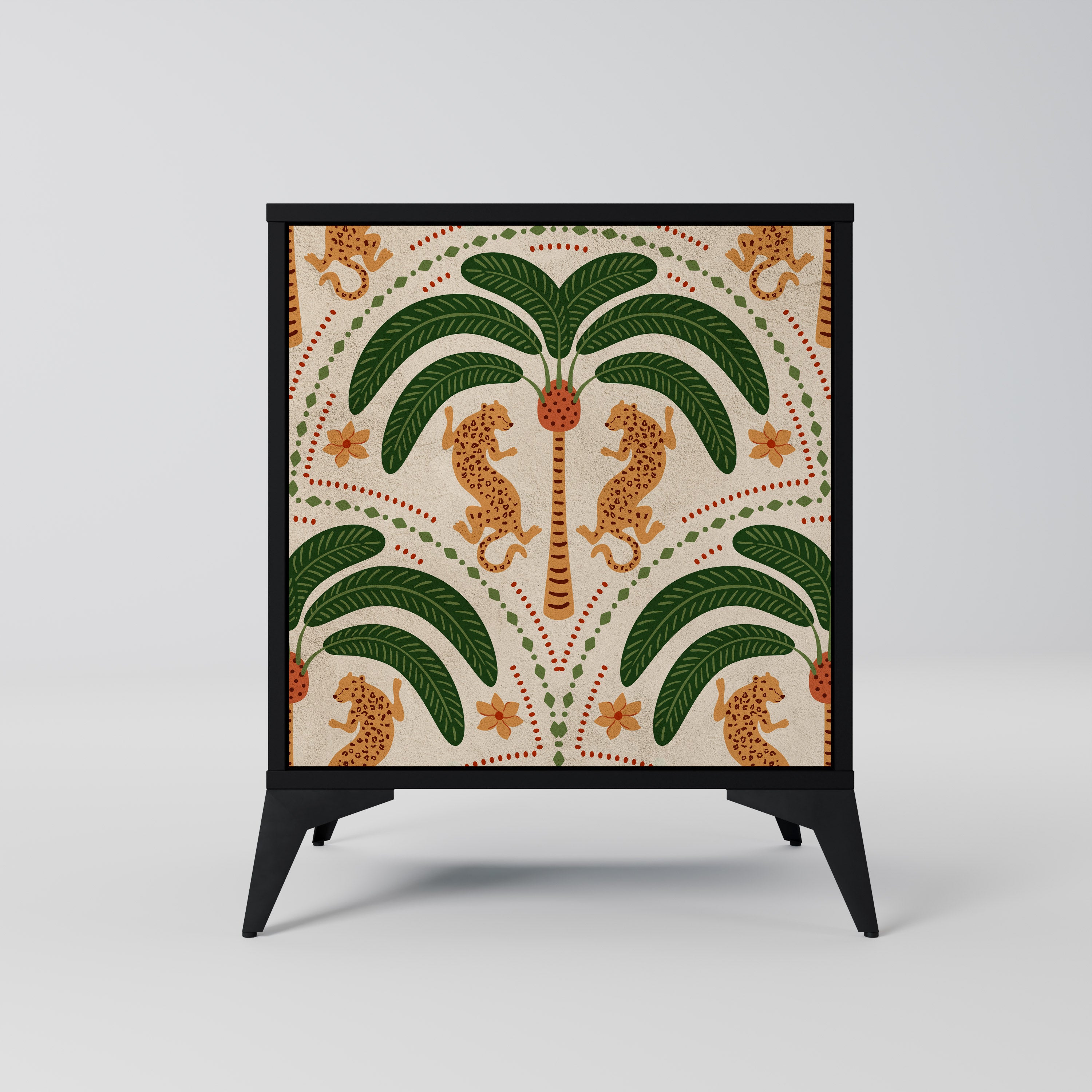 Aparador de 1 puerta DANCING PREDATORS en acabado negro