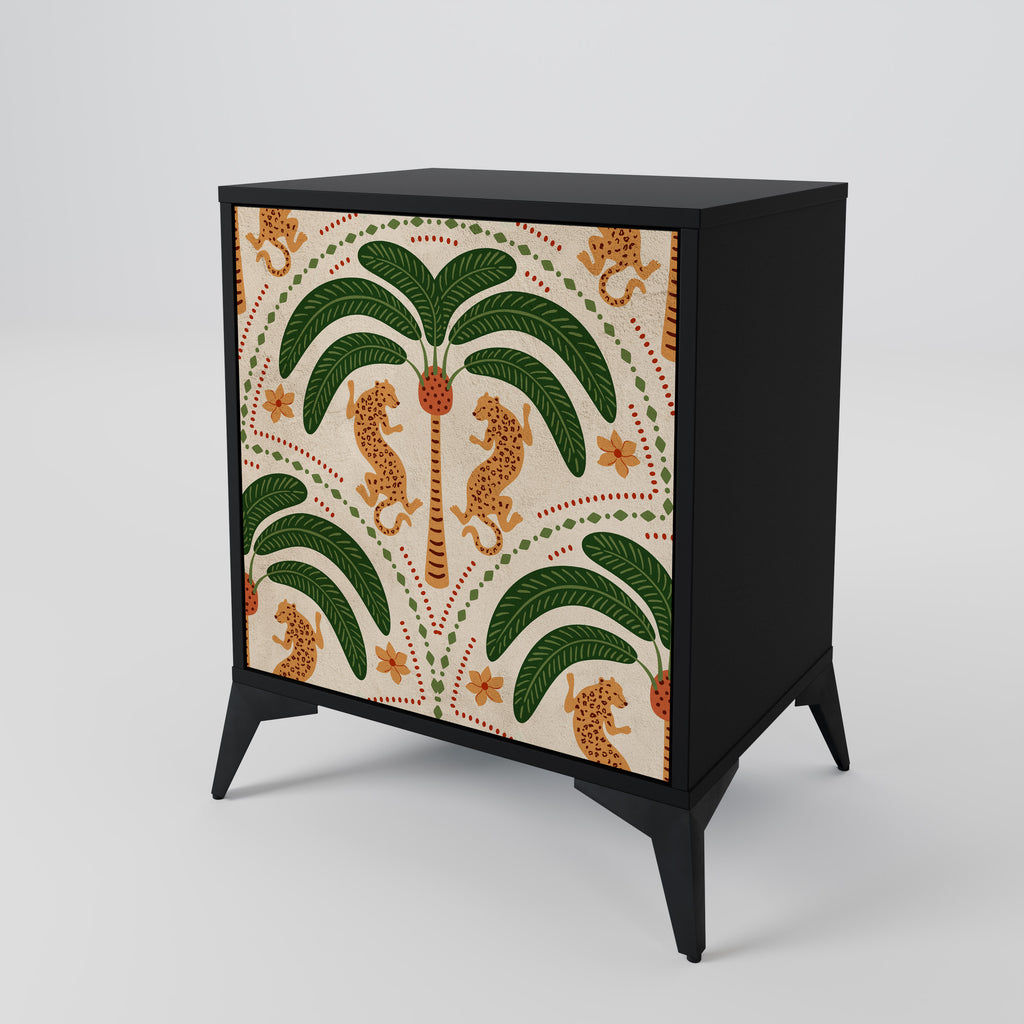 Aparador de 1 puerta DANCING PREDATORS en acabado negro