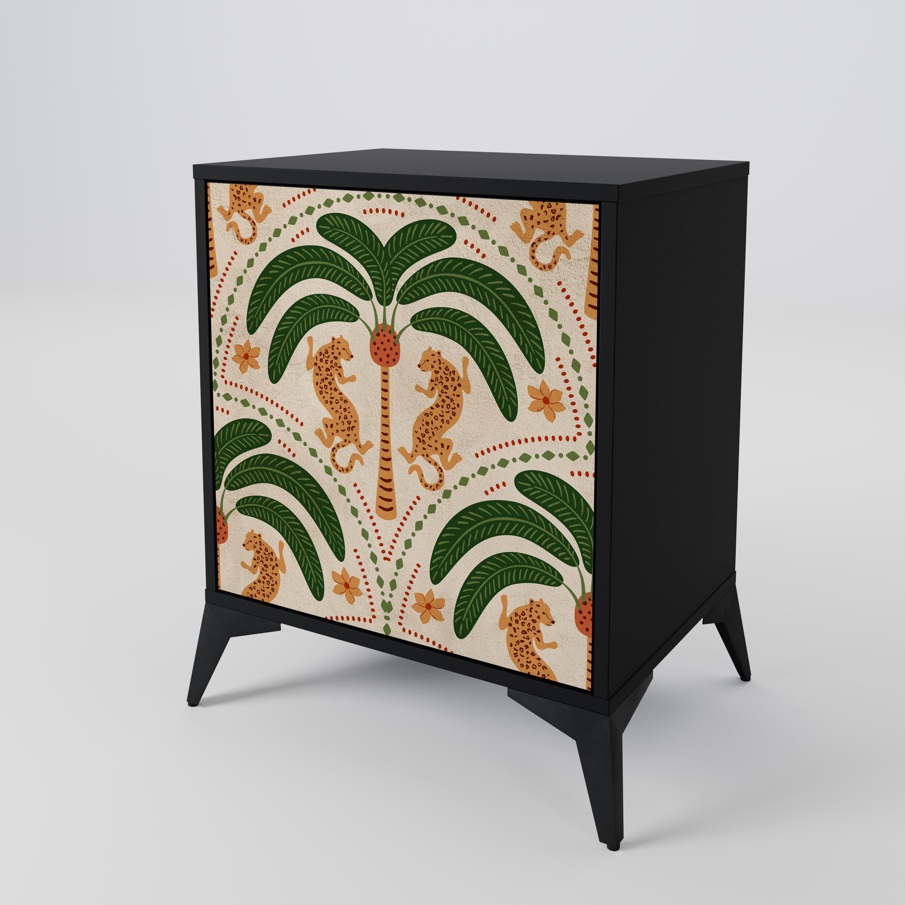 Aparador de 1 puerta DANCING PREDATORS en acabado negro