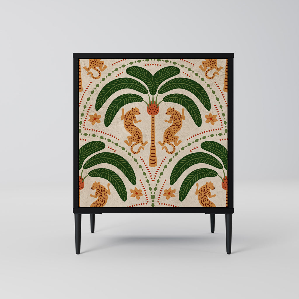 Aparador de 1 puerta DANCING PREDATORS en acabado negro