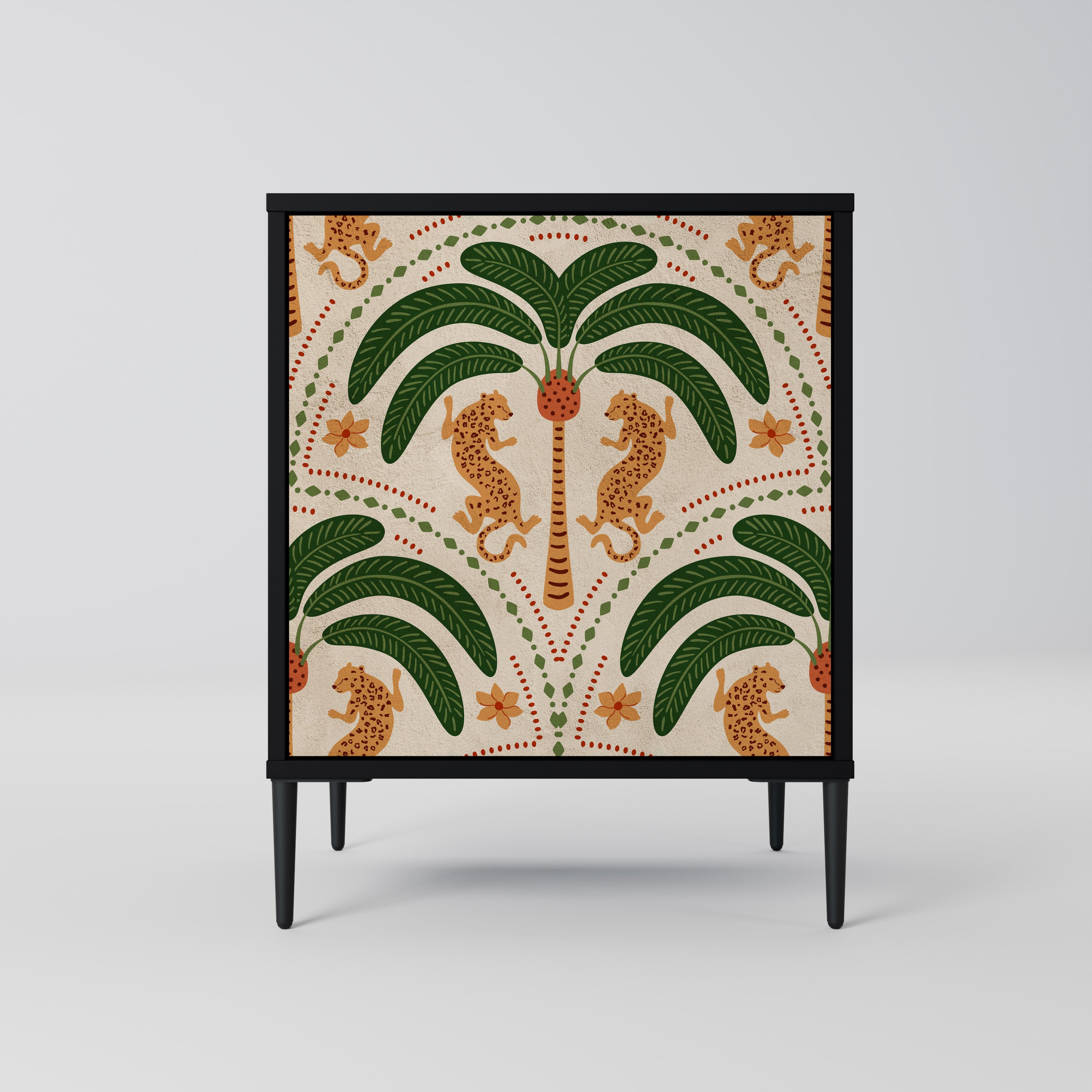 Aparador de 1 puerta DANCING PREDATORS en acabado negro