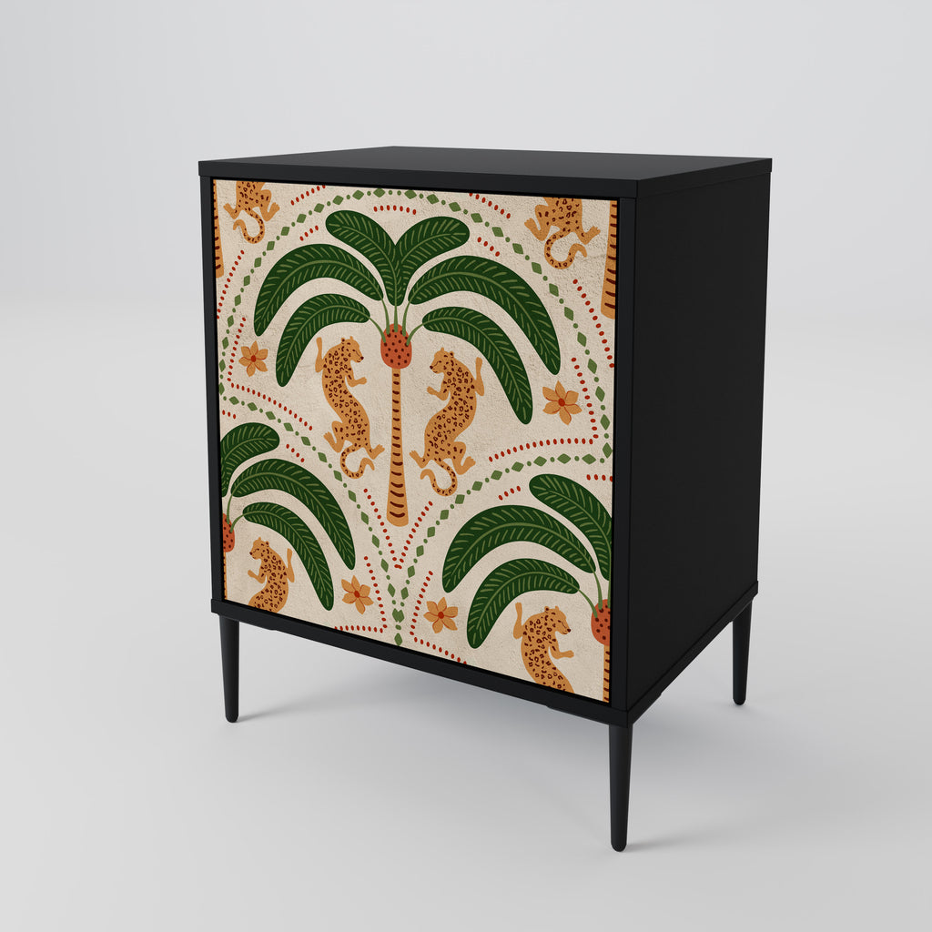 Aparador de 1 puerta DANCING PREDATORS en acabado negro