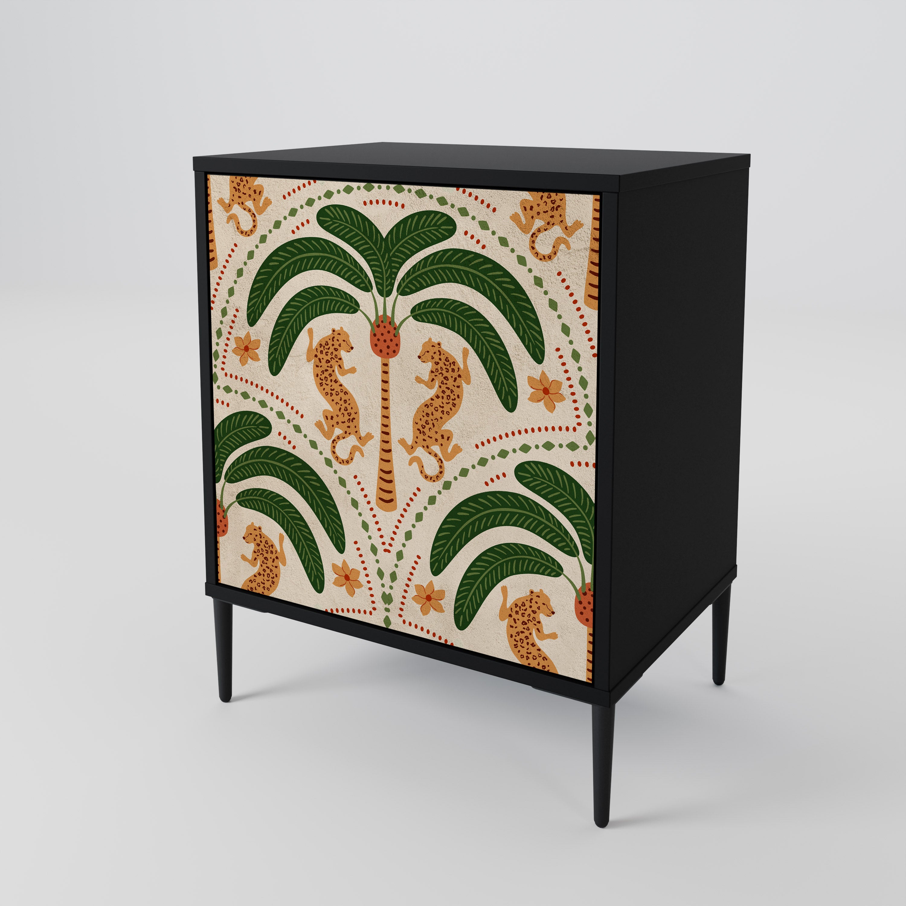 Aparador de 1 puerta DANCING PREDATORS en acabado negro