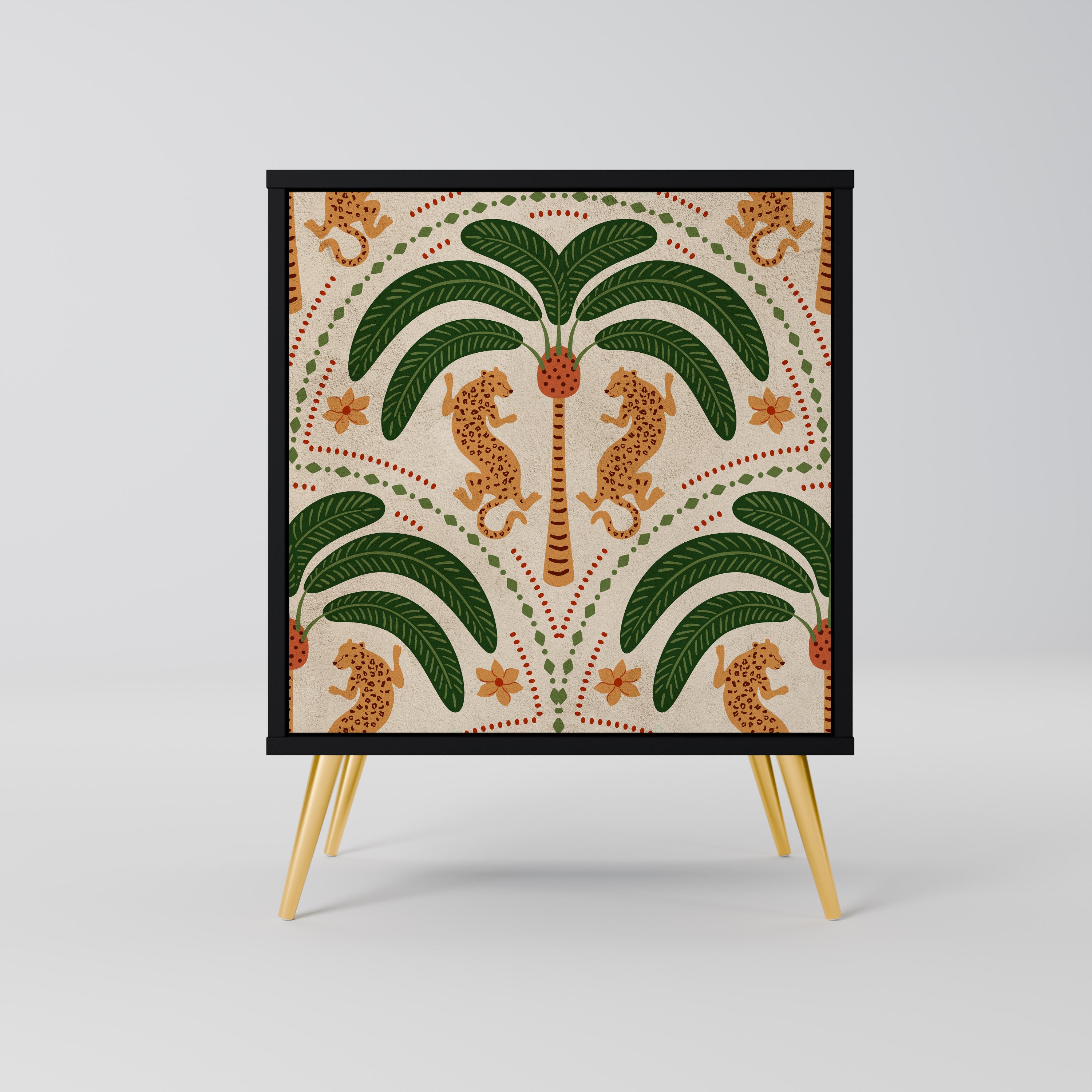 Aparador de 1 puerta DANCING PREDATORS en acabado negro