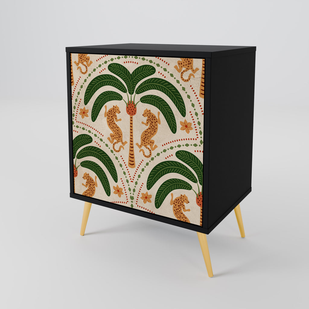 Aparador de 1 puerta DANCING PREDATORS en acabado negro