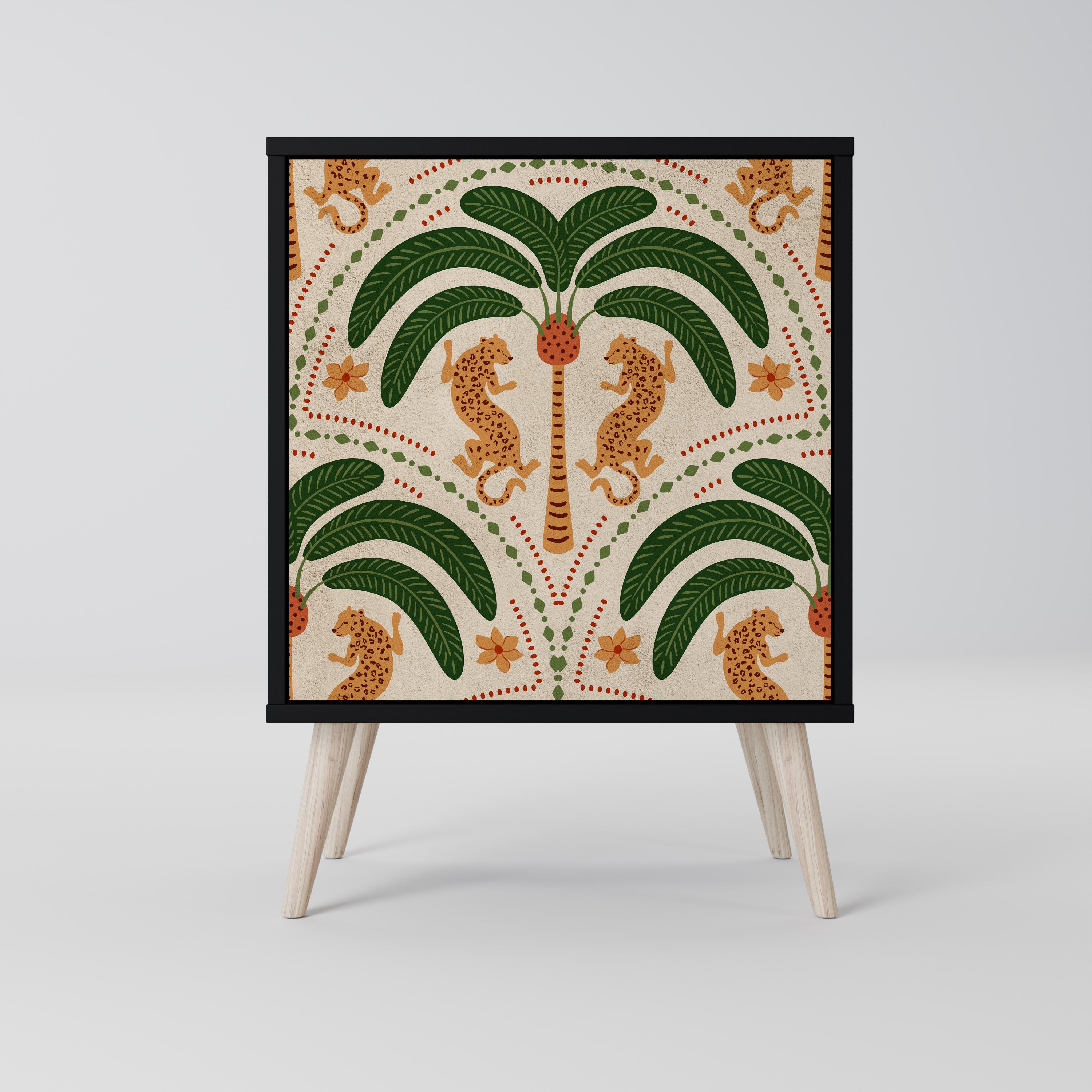 Aparador de 1 puerta DANCING PREDATORS en acabado negro