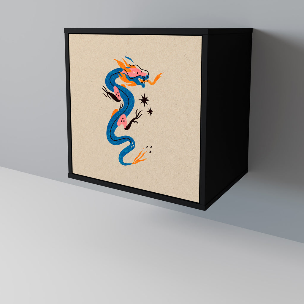 Aparador de 1 puerta CRIATURAS MITOLÓGICAS en acabado negro