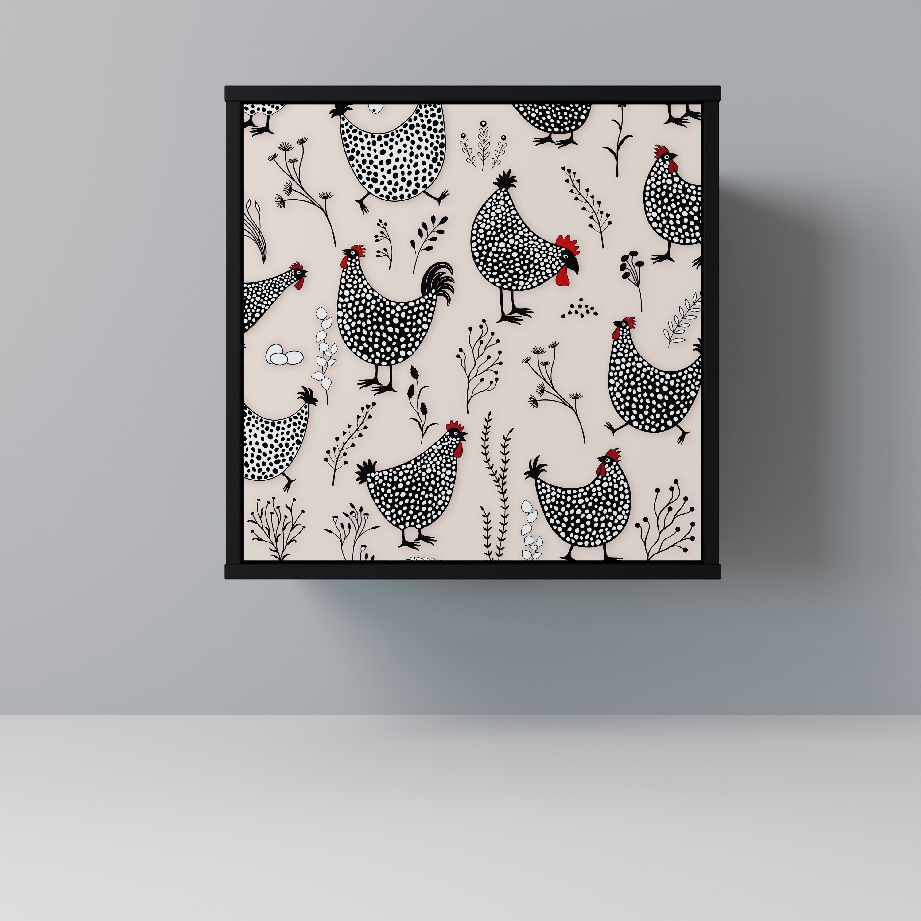 Aparador HAPPY HENS de 1 puerta en acabado negro