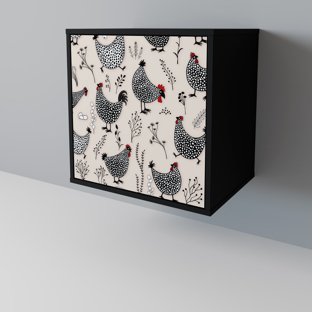 Aparador HAPPY HENS de 1 puerta en acabado negro