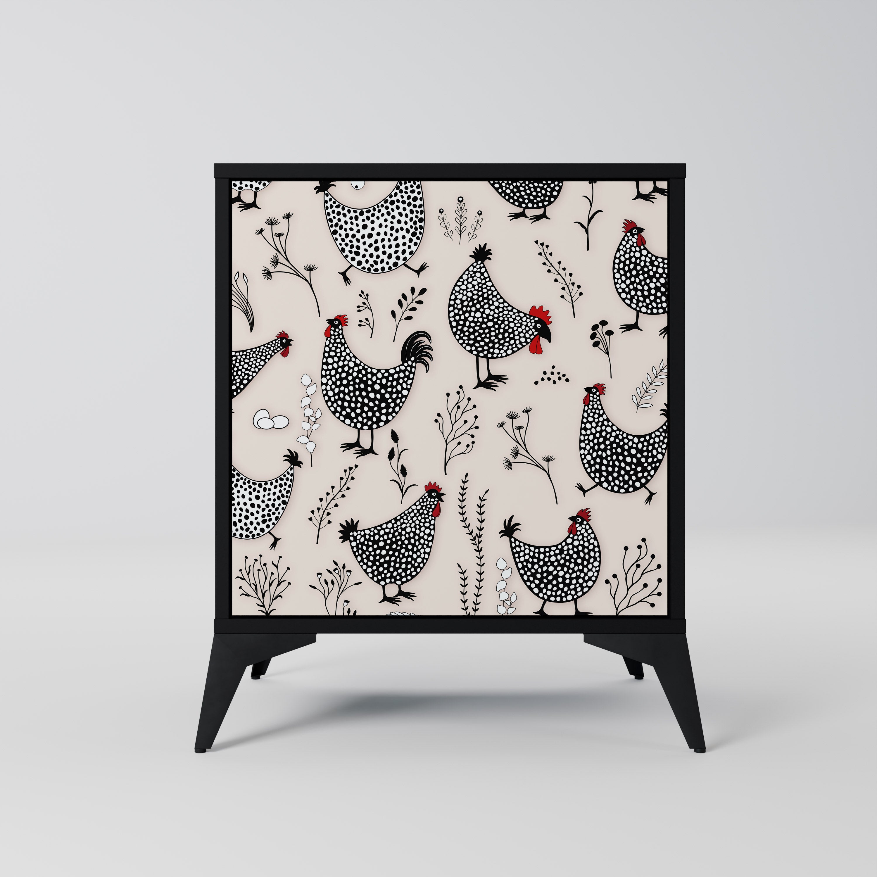 Aparador HAPPY HENS de 1 puerta en acabado negro