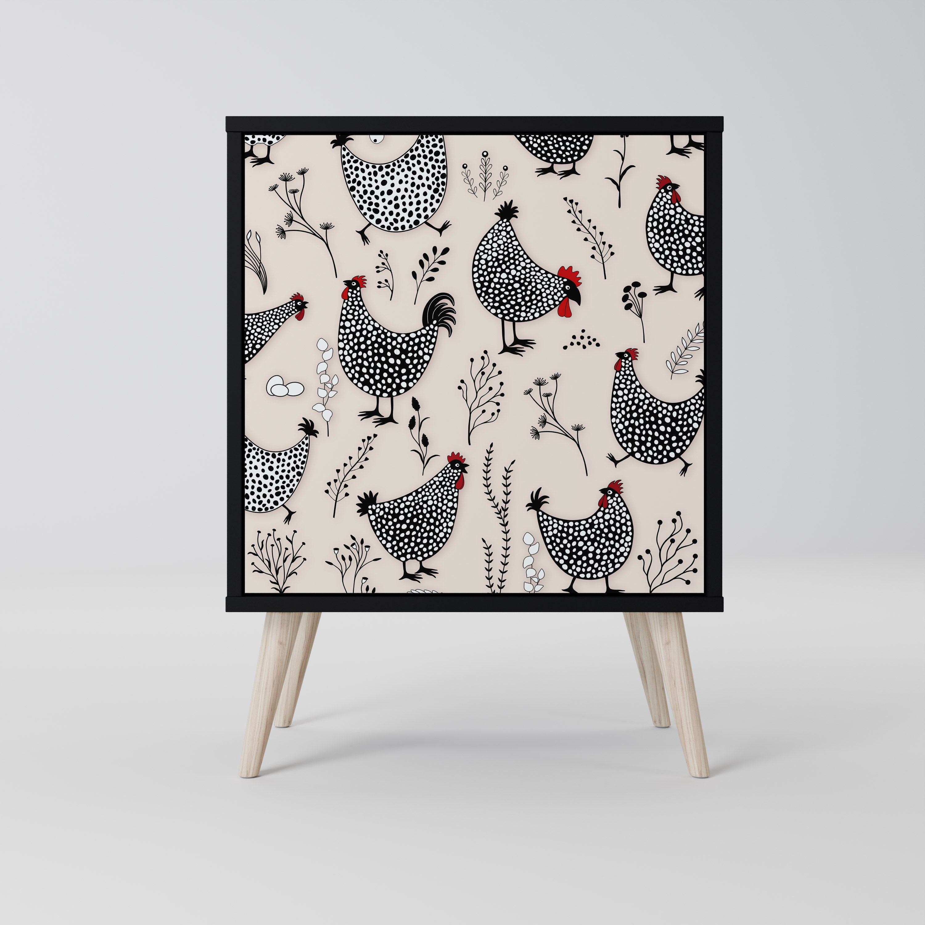 Aparador HAPPY HENS de 1 puerta en acabado negro