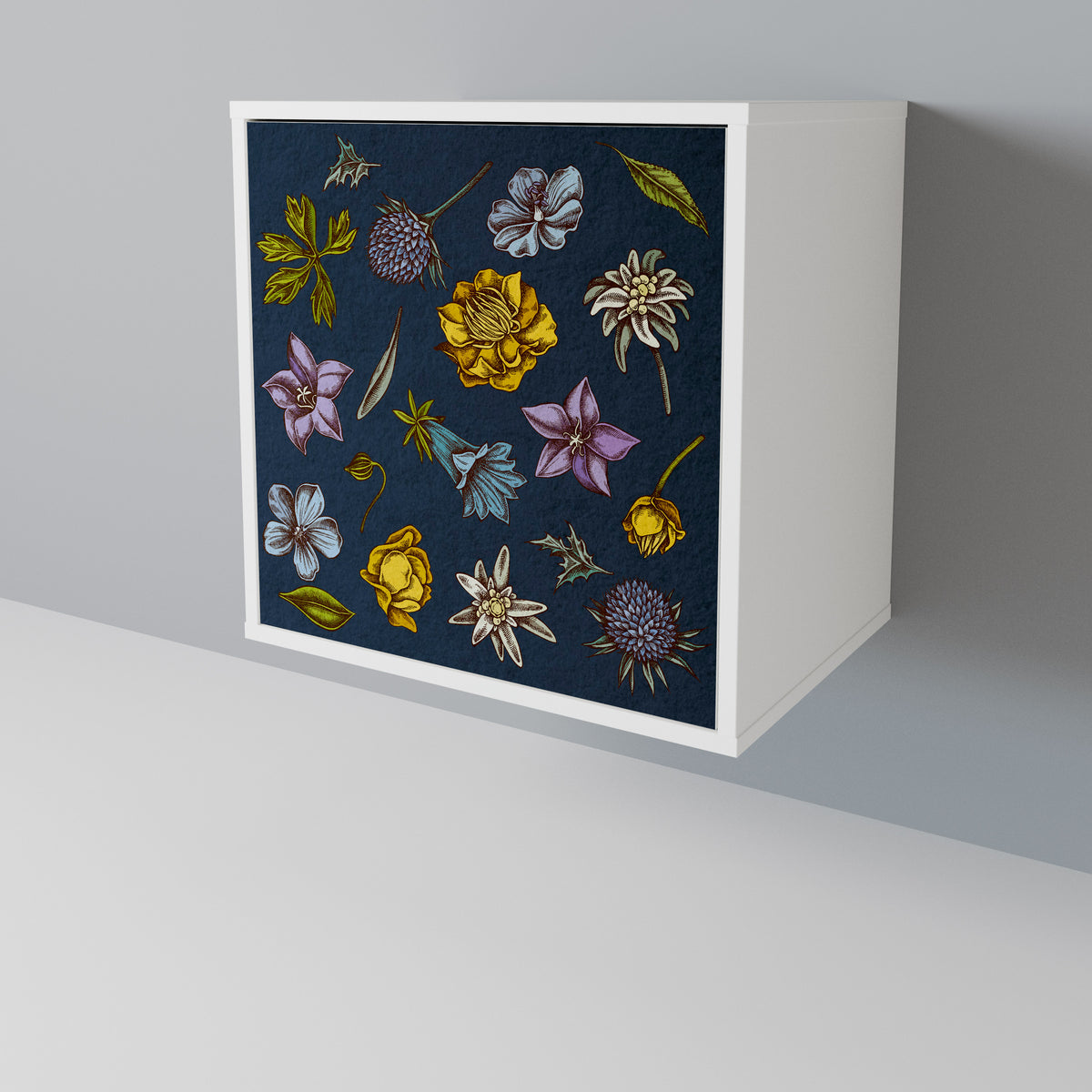 FLOWERS ON NAVY BLUE Aparador de 1 Puerta
