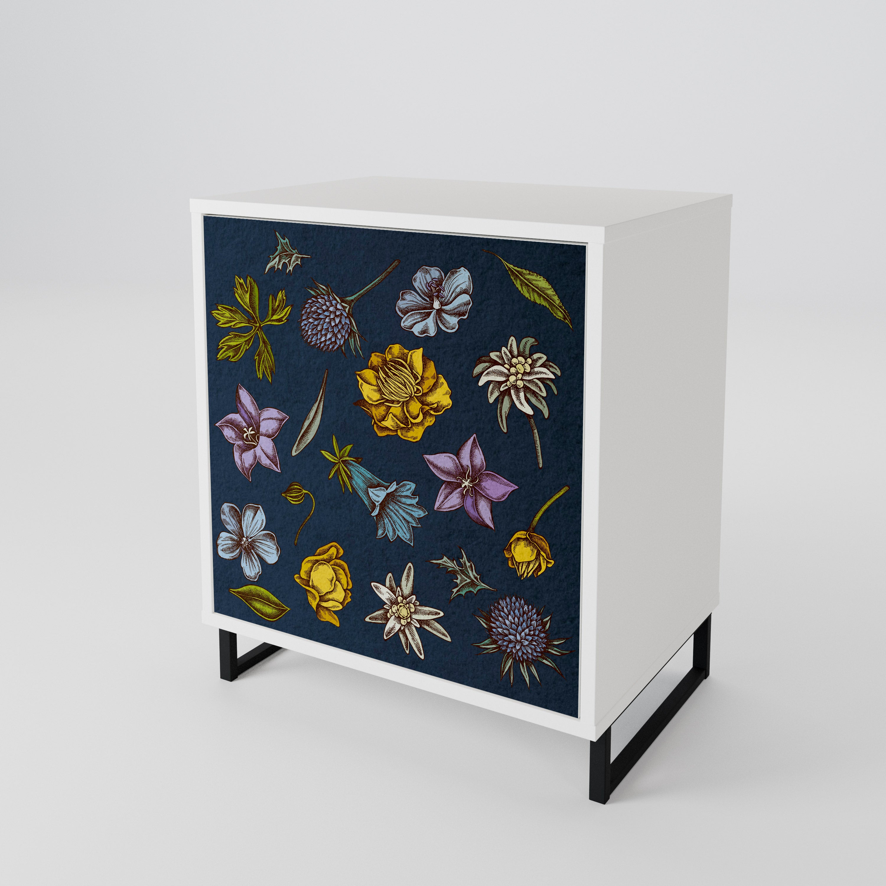 FLOWERS ON NAVY BLUE Aparador de 1 Puerta
