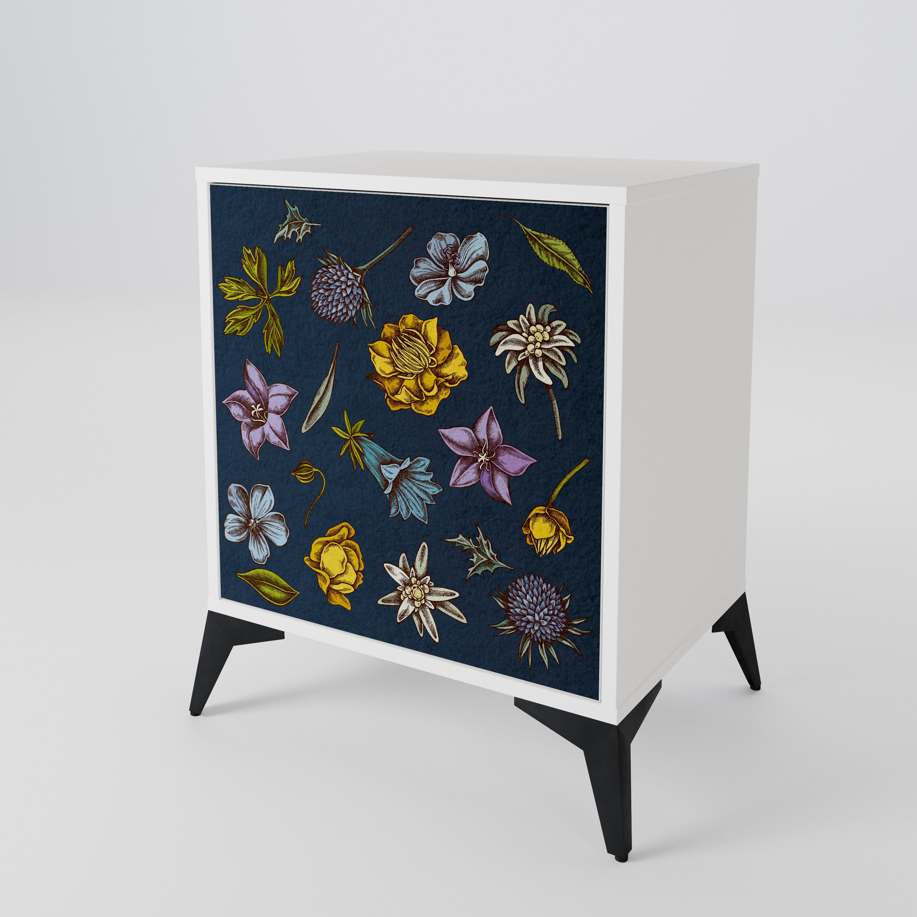 FLOWERS ON NAVY BLUE Aparador de 1 Puerta
