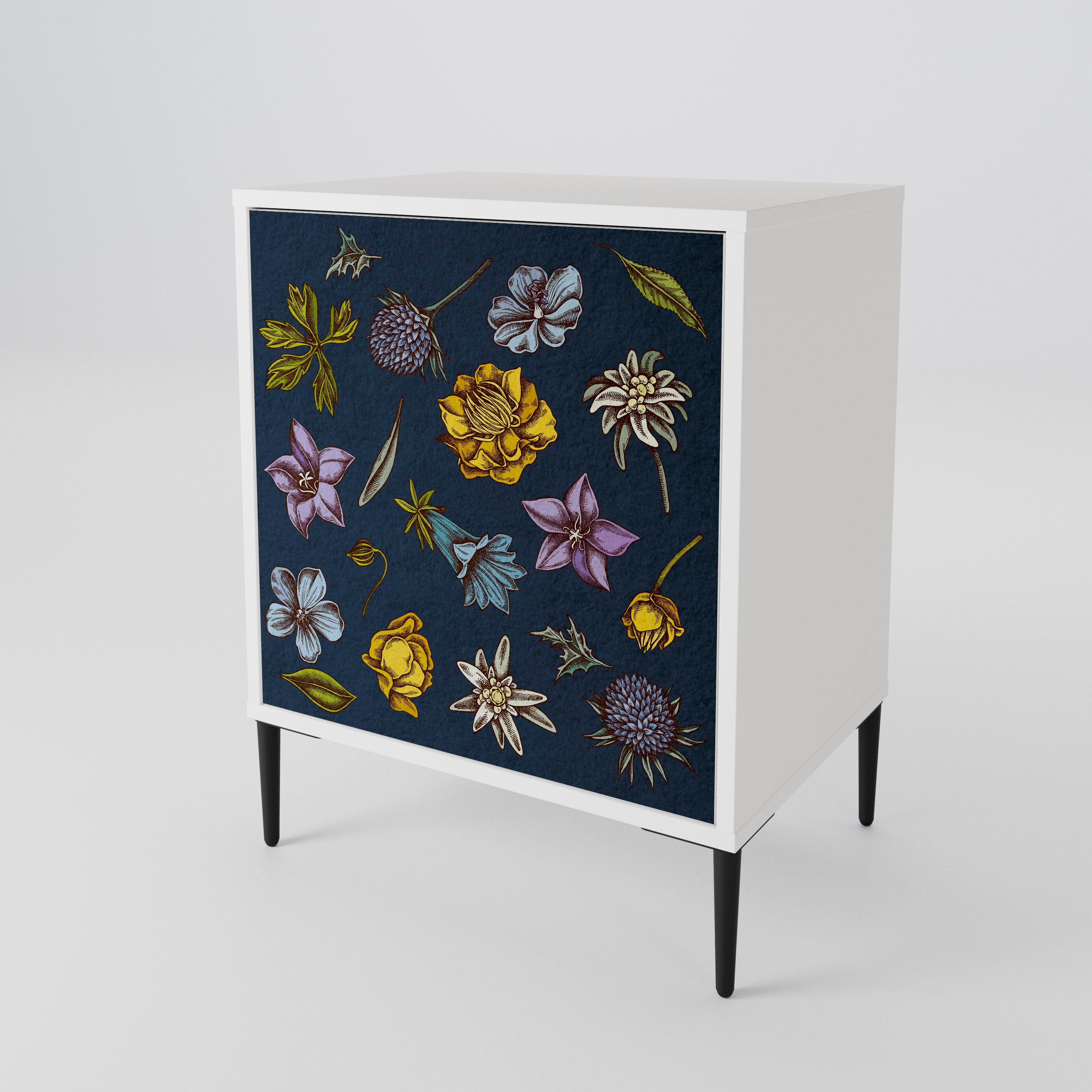 FLOWERS ON NAVY BLUE Aparador de 1 Puerta