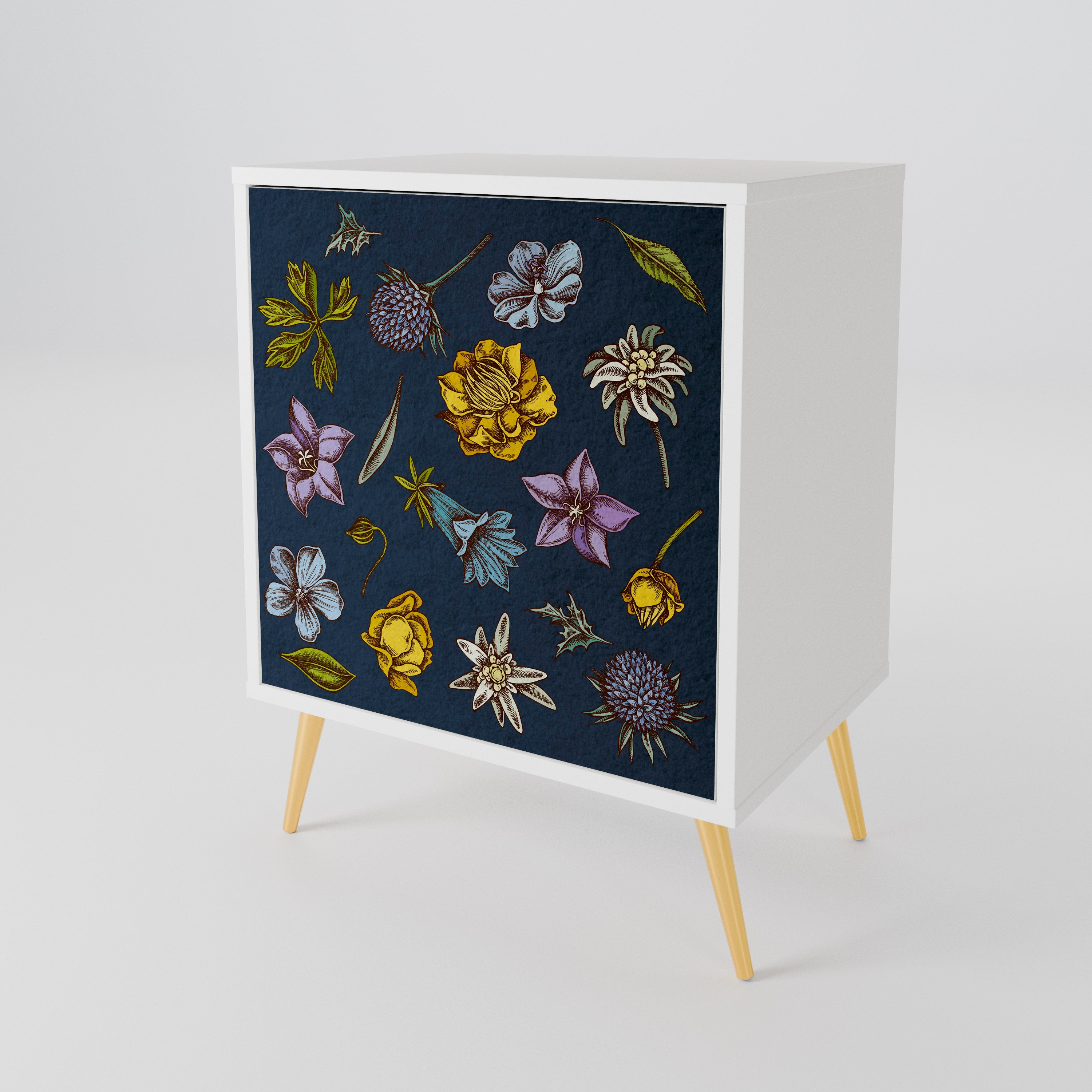 FLOWERS ON NAVY BLUE Aparador de 1 Puerta
