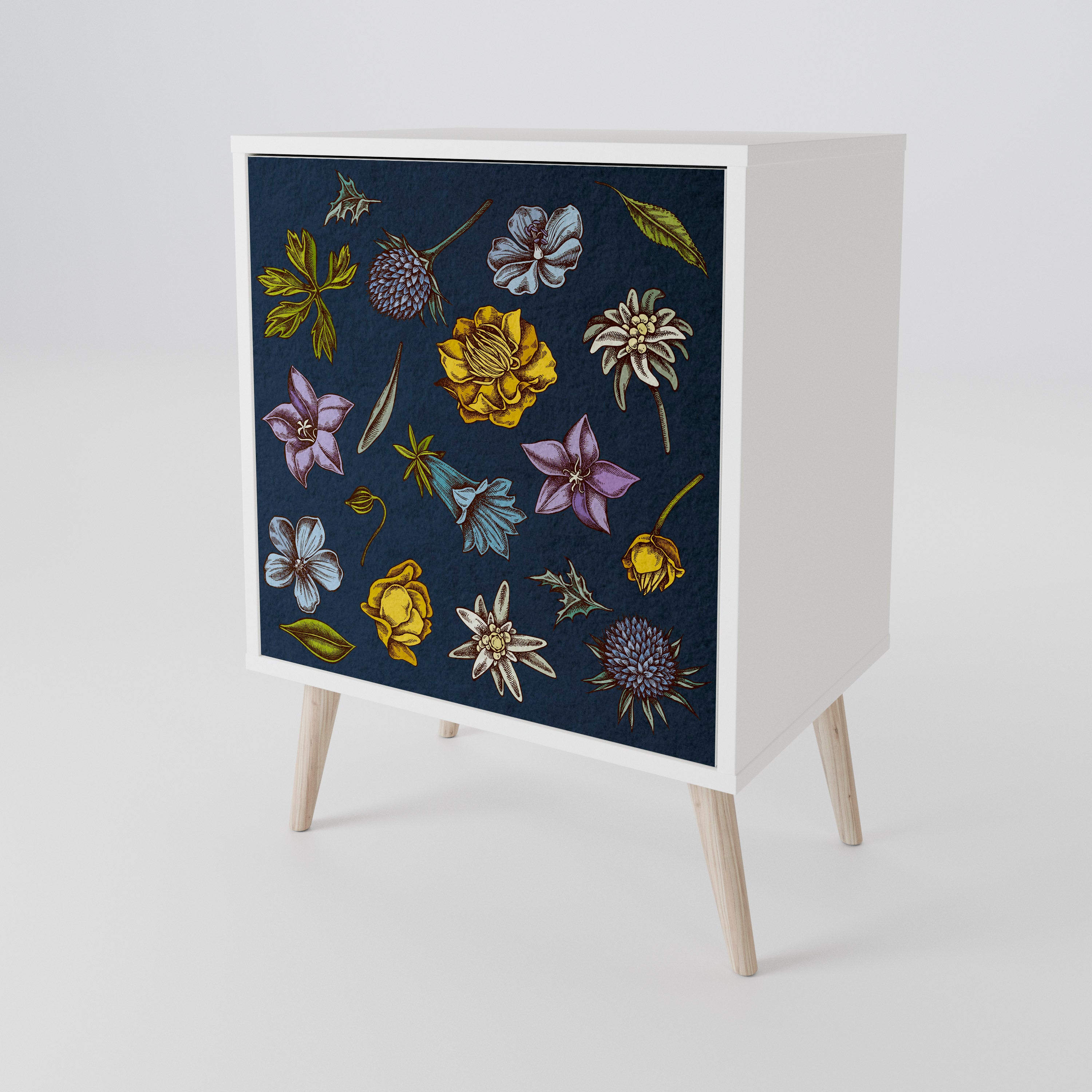 FLOWERS ON NAVY BLUE Aparador de 1 Puerta
