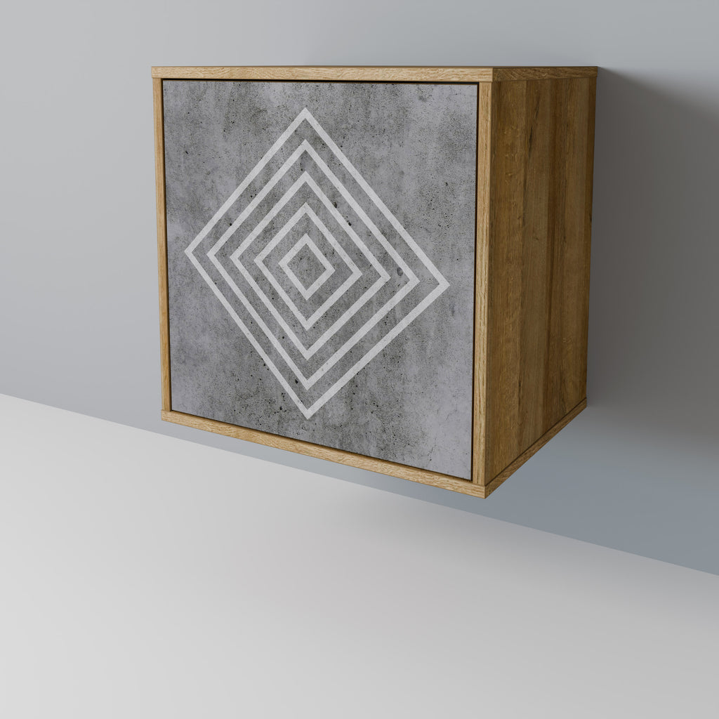 Aparador de 1 puerta POLYGONAL ARTISTRY con acabado efecto roble