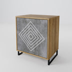 POLYGONAL ARTISTRY 1-Door Sideboard in Oak Effect