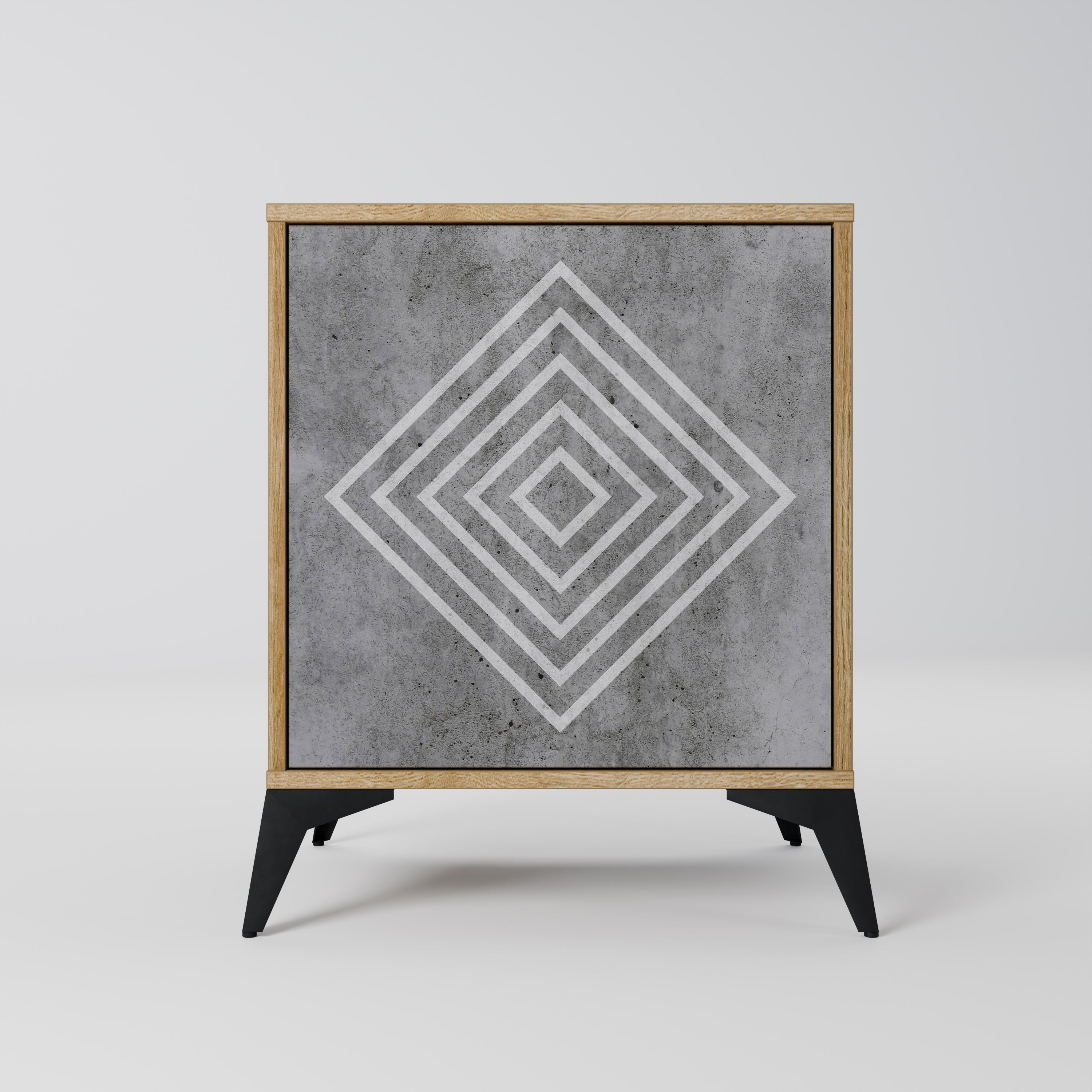 POLYGONAL ARTISTRY 1-Door Sideboard in Oak Effect