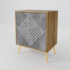 POLYGONAL ARTISTRY 1-Door Sideboard in Oak Effect