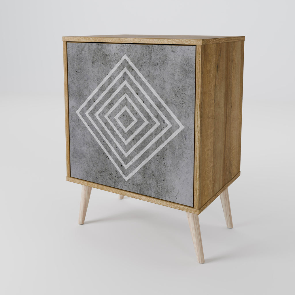 Aparador de 1 puerta POLYGONAL ARTISTRY con acabado efecto roble