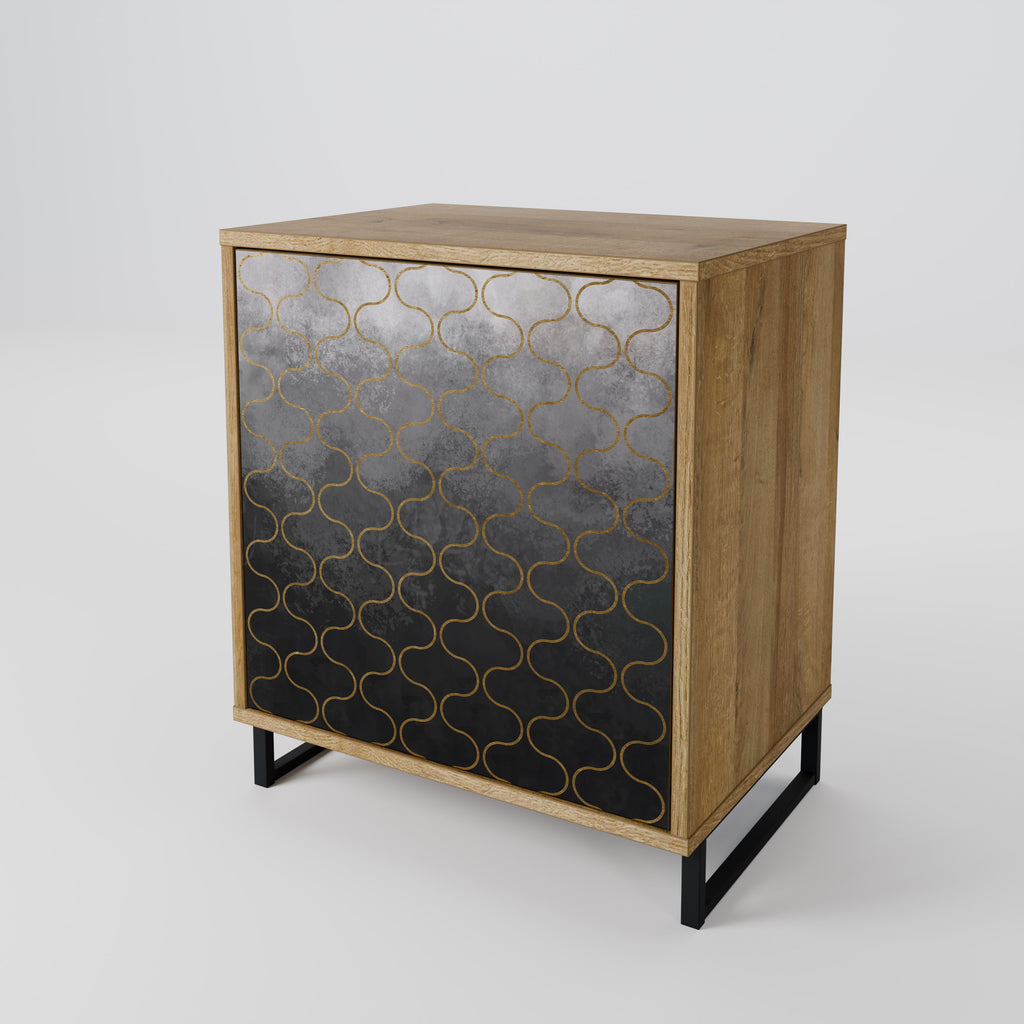 Aparador de una puerta grisáceo teselado con efecto roble