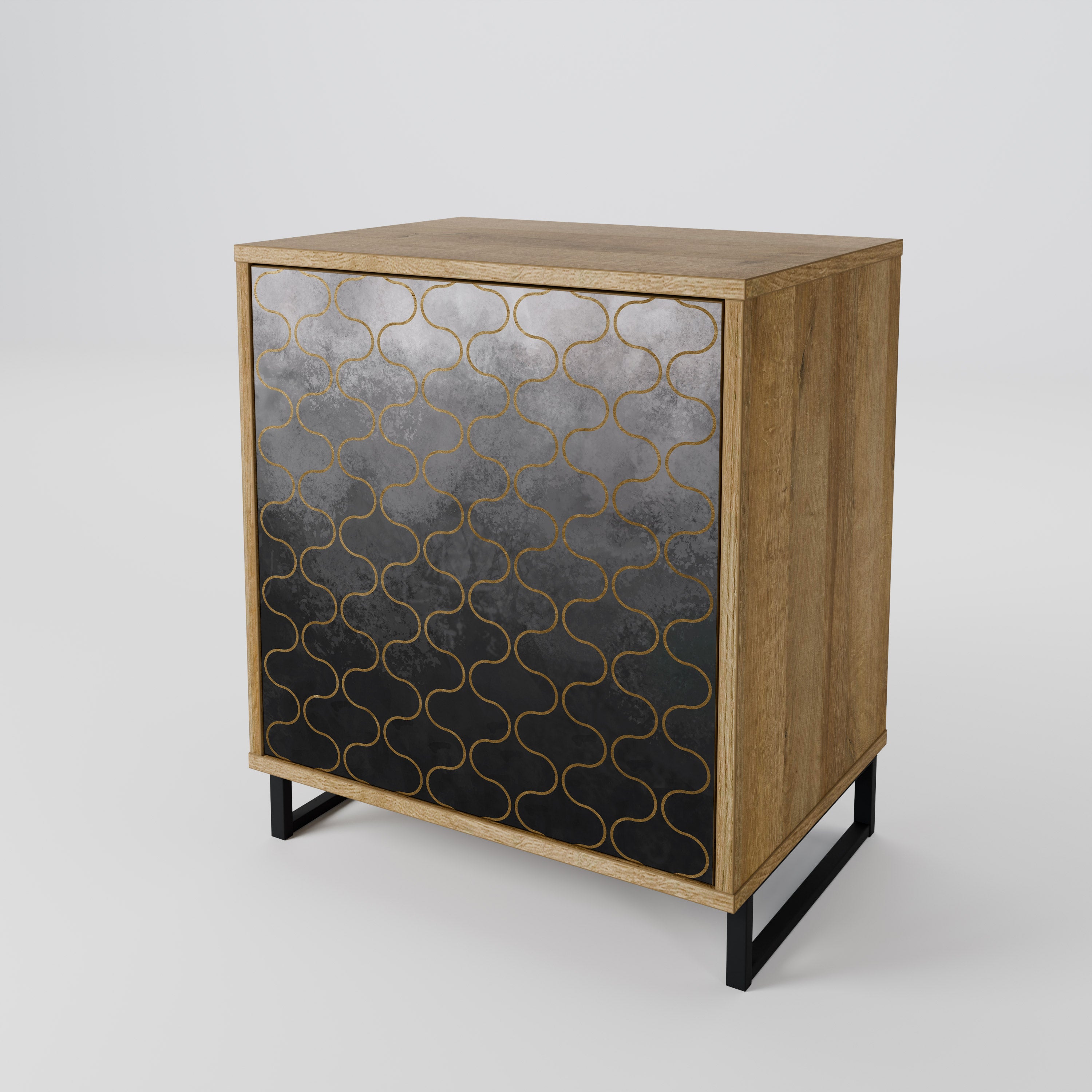 TESSELATED GRAYISH 1-Door Sideboard in Oak Effect