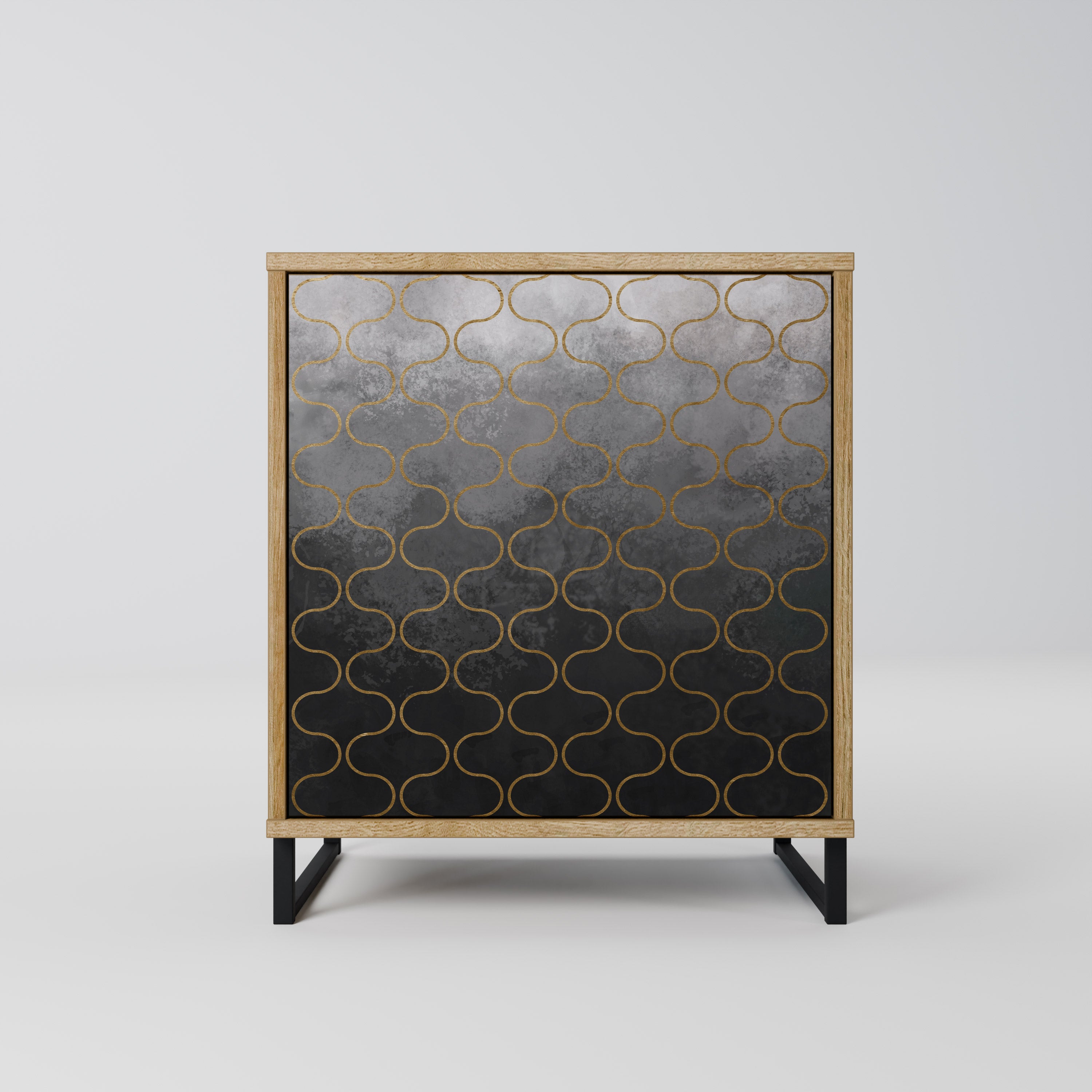 TESSELATED GRAYISH 1-Door Sideboard in Oak Effect