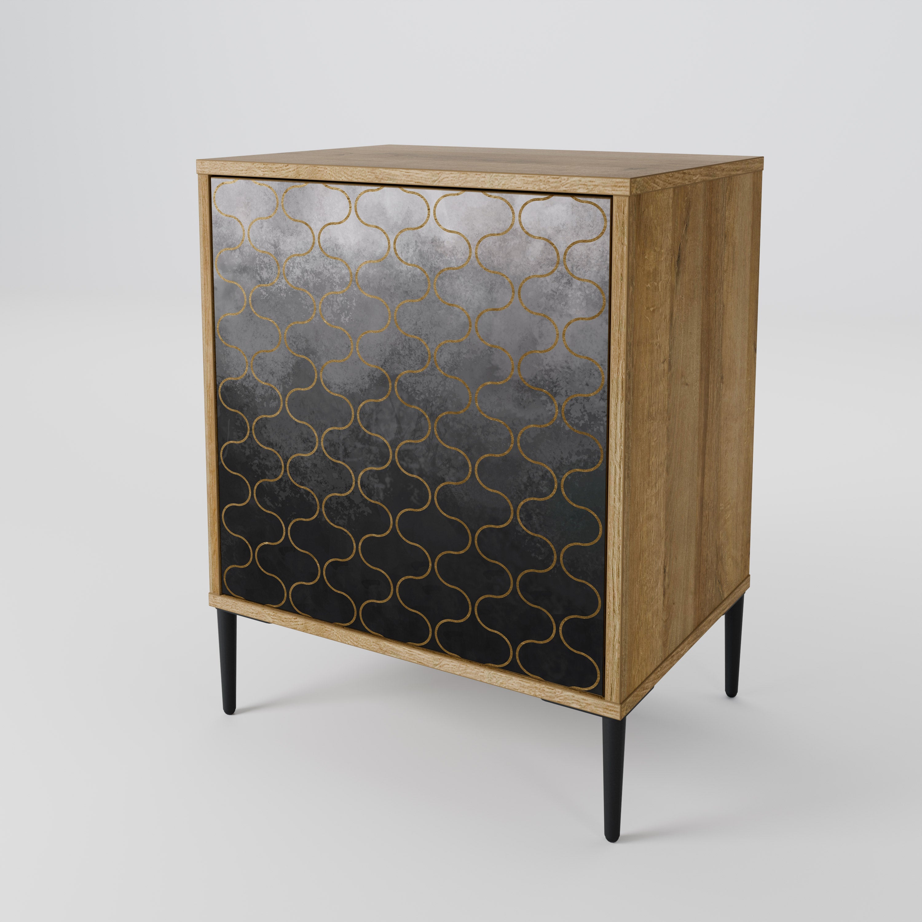 TESSELATED GRAYISH 1-Door Sideboard in Oak Effect