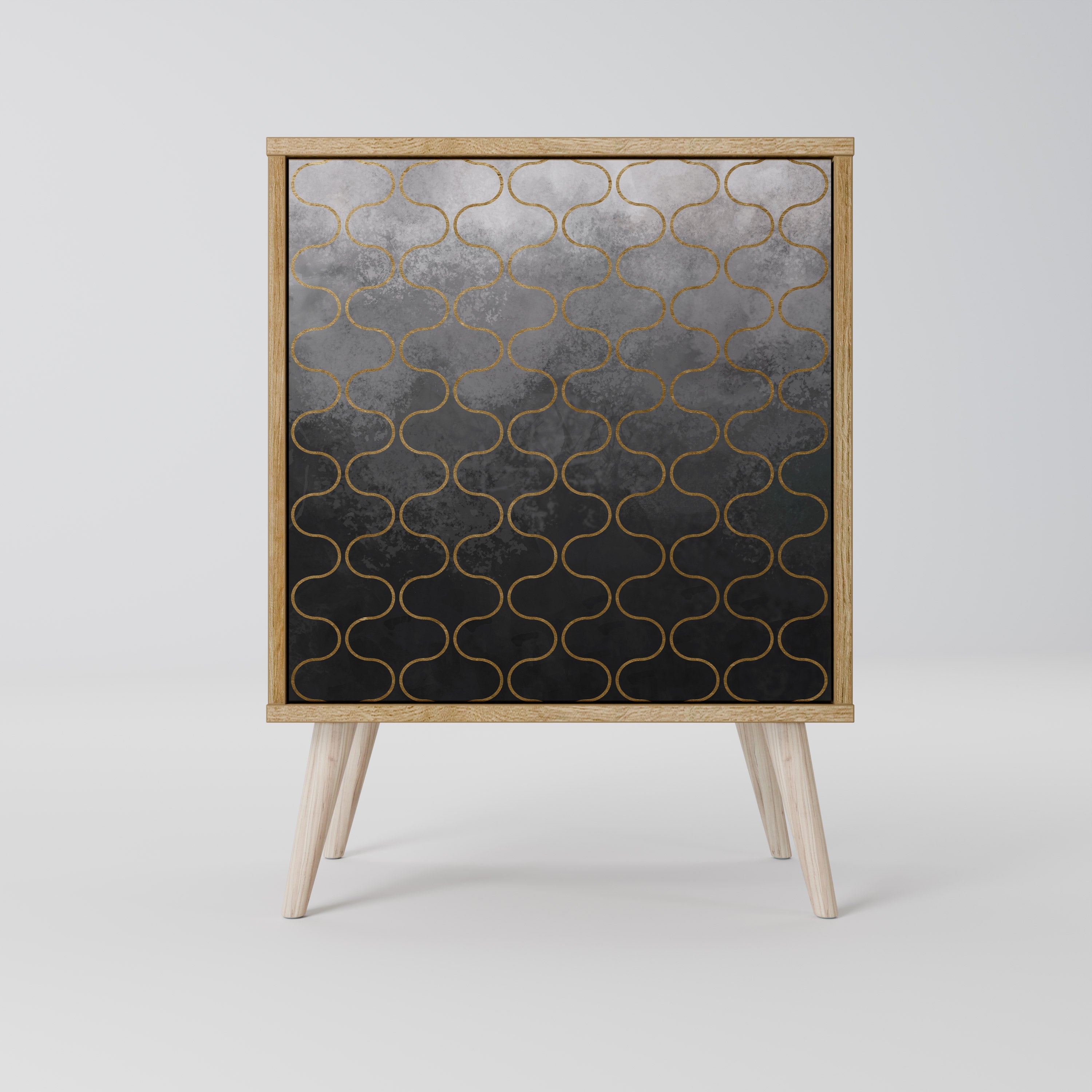 TESSELATED GRAYISH 1-Door Sideboard in Oak Effect