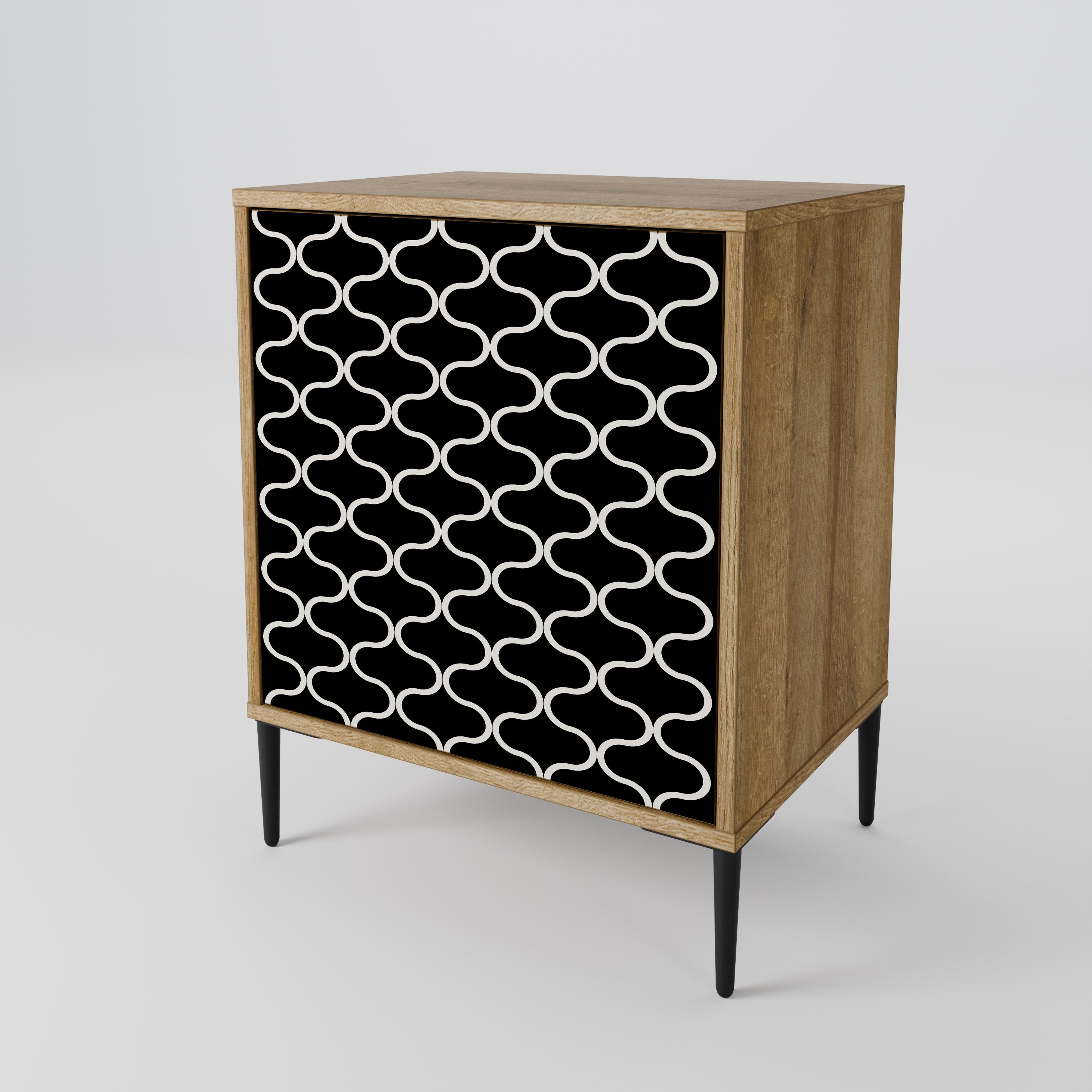 TESSELATED BLACKNESS 1-Door Sideboard in Oak Effect