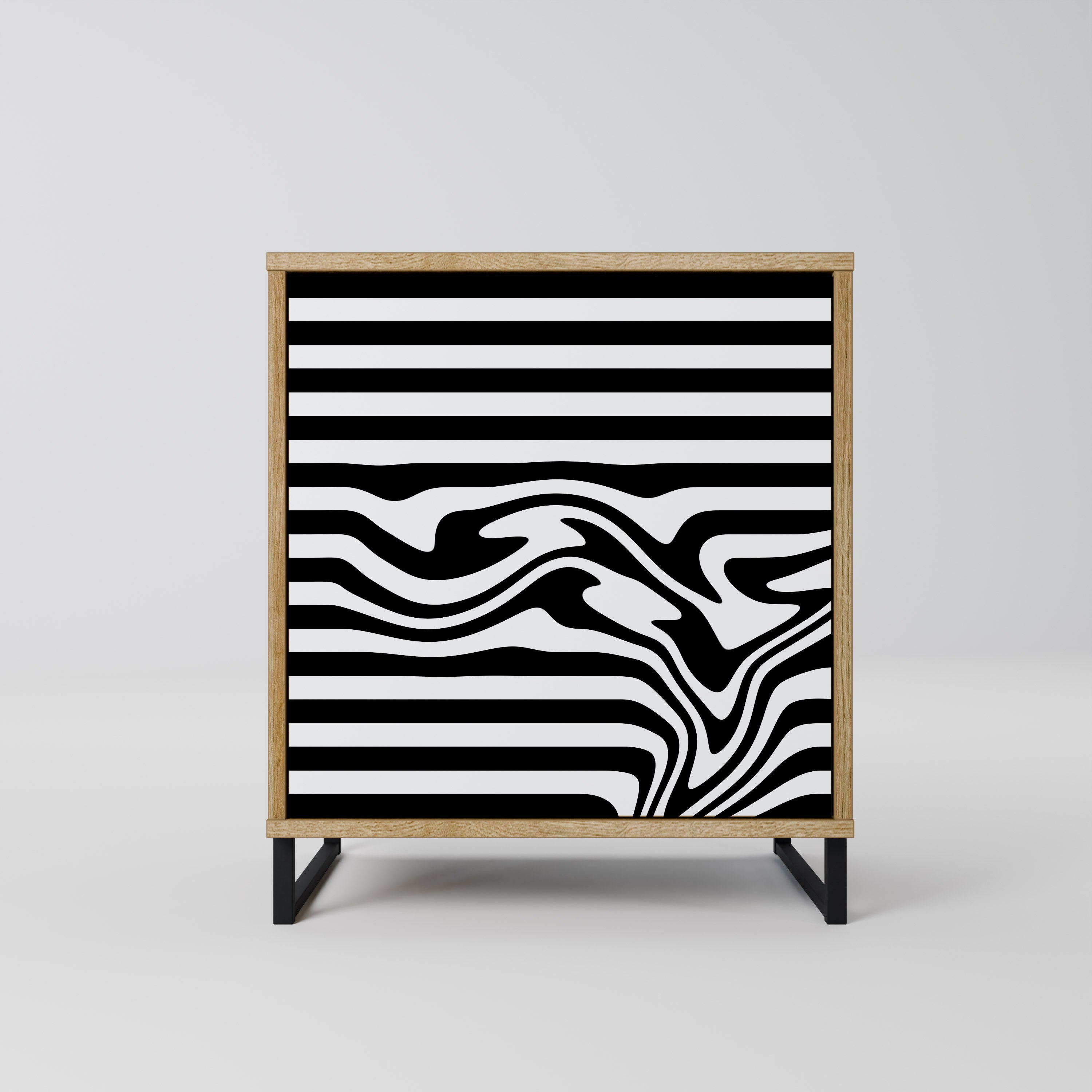 Aparador SPECTRA SHOWCASE de 1 puerta con acabado efecto roble