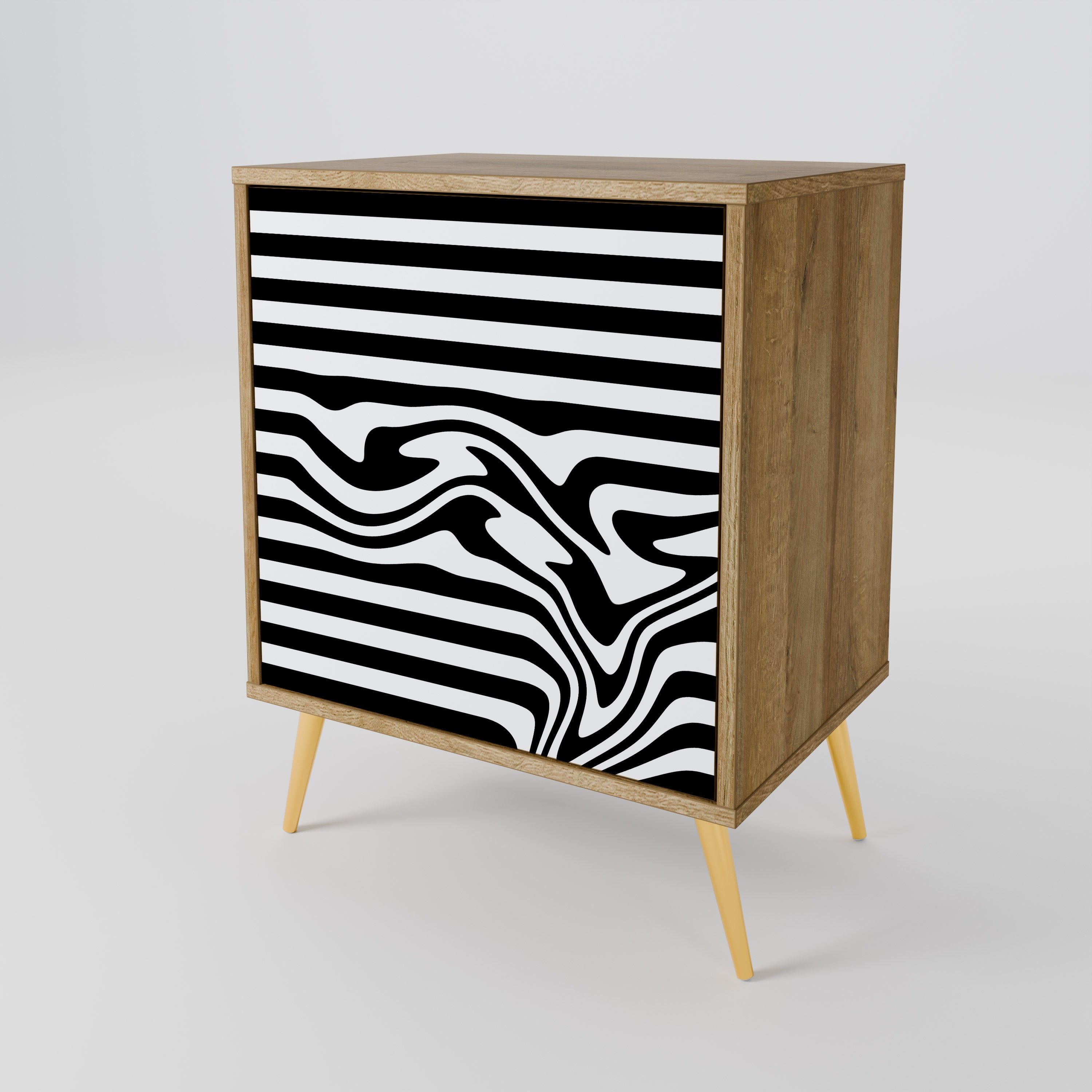 Aparador SPECTRA SHOWCASE de 1 puerta con acabado efecto roble