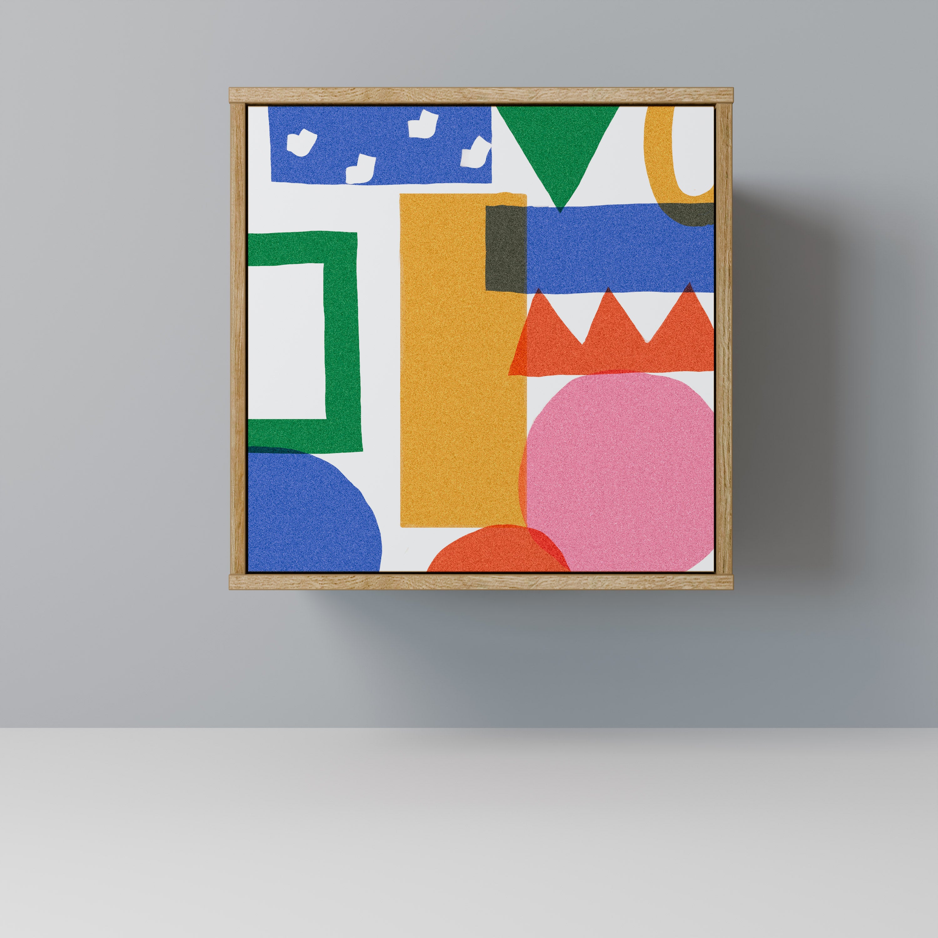 Aparador GEOMETRIC GLIMMER de 1 puerta con acabado efecto roble