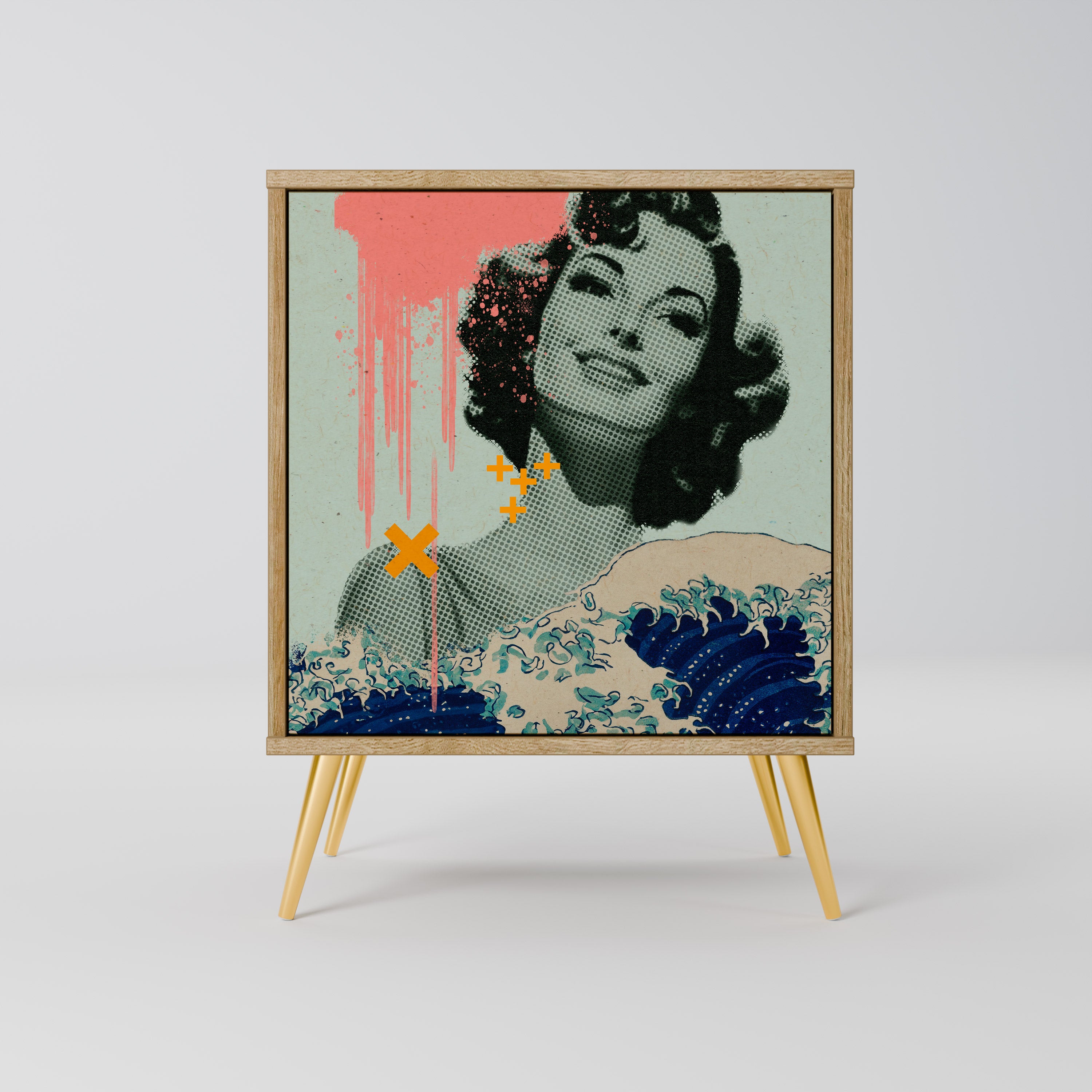 Aparador KANAGAWA BEAUTY de 1 puerta con acabado efecto roble