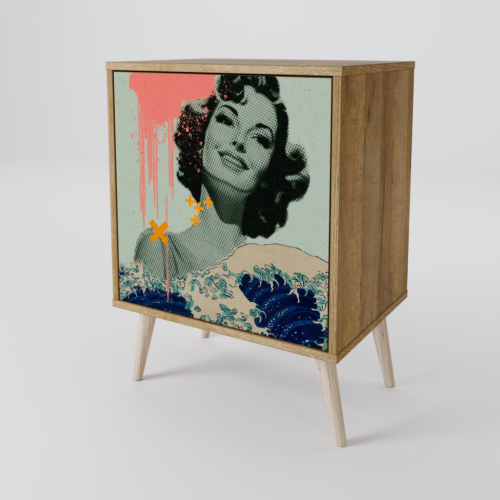 Aparador KANAGAWA BEAUTY de 1 puerta con acabado efecto roble