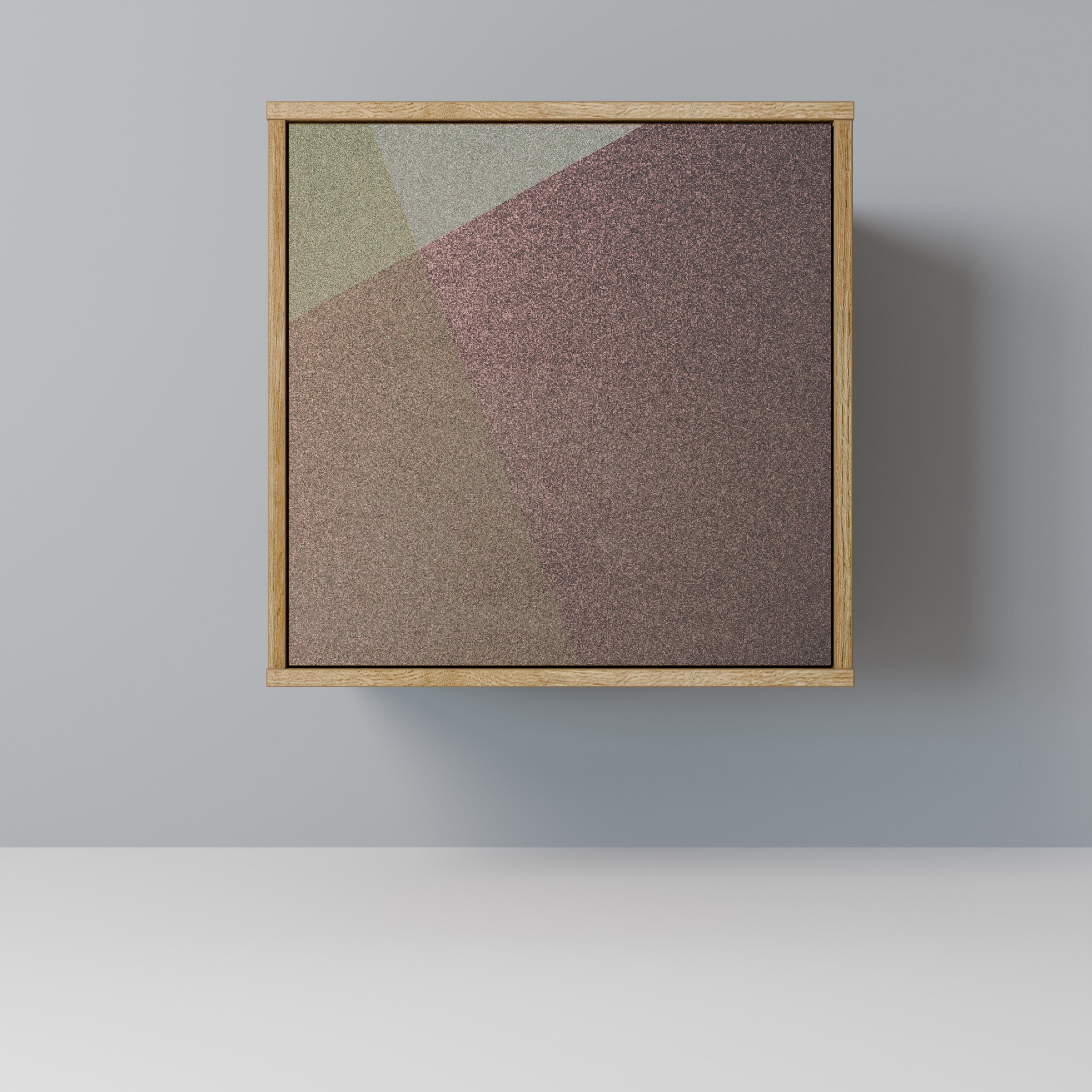 Aparador de 1 puerta con geometría beige y acabado roble.