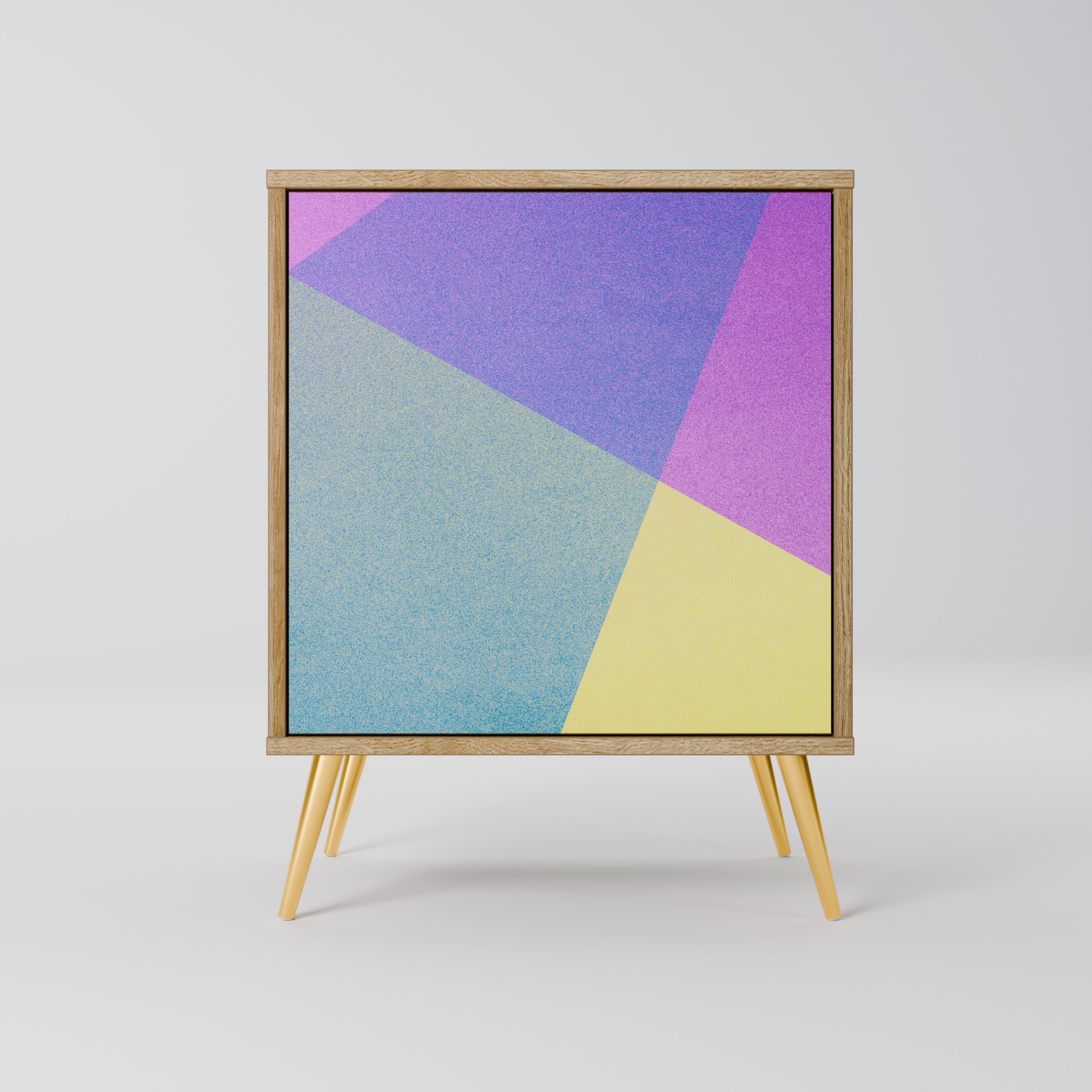 Aparador BRIGHT GEOMETRY de 1 puerta con acabado efecto roble