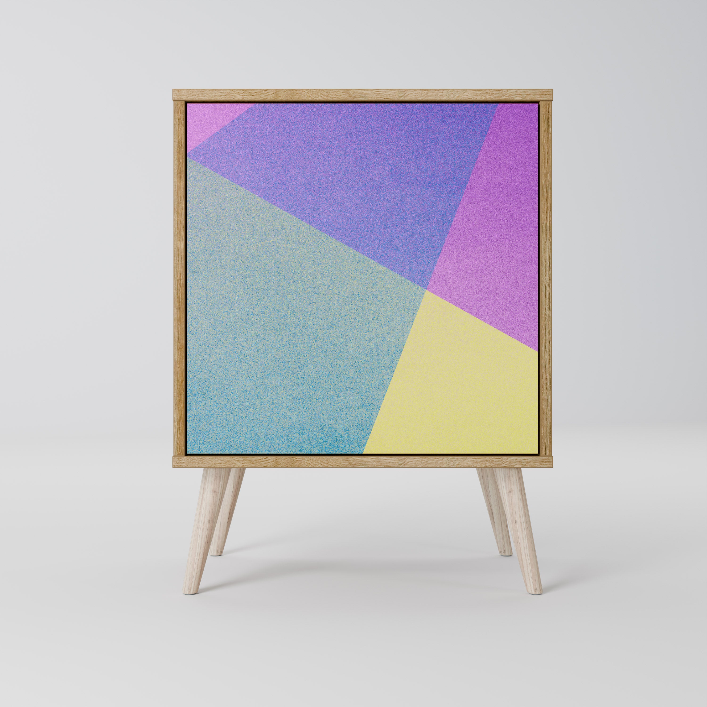 Aparador BRIGHT GEOMETRY de 1 puerta con acabado efecto roble