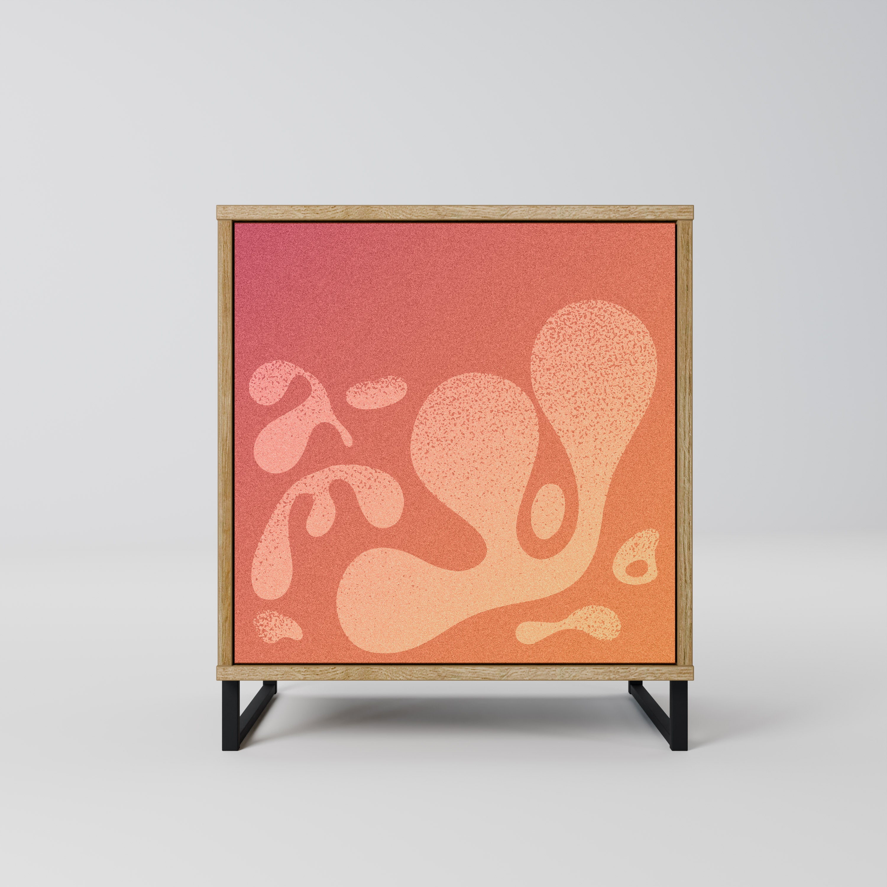 Aparador de una puerta rosa irregular con efecto roble