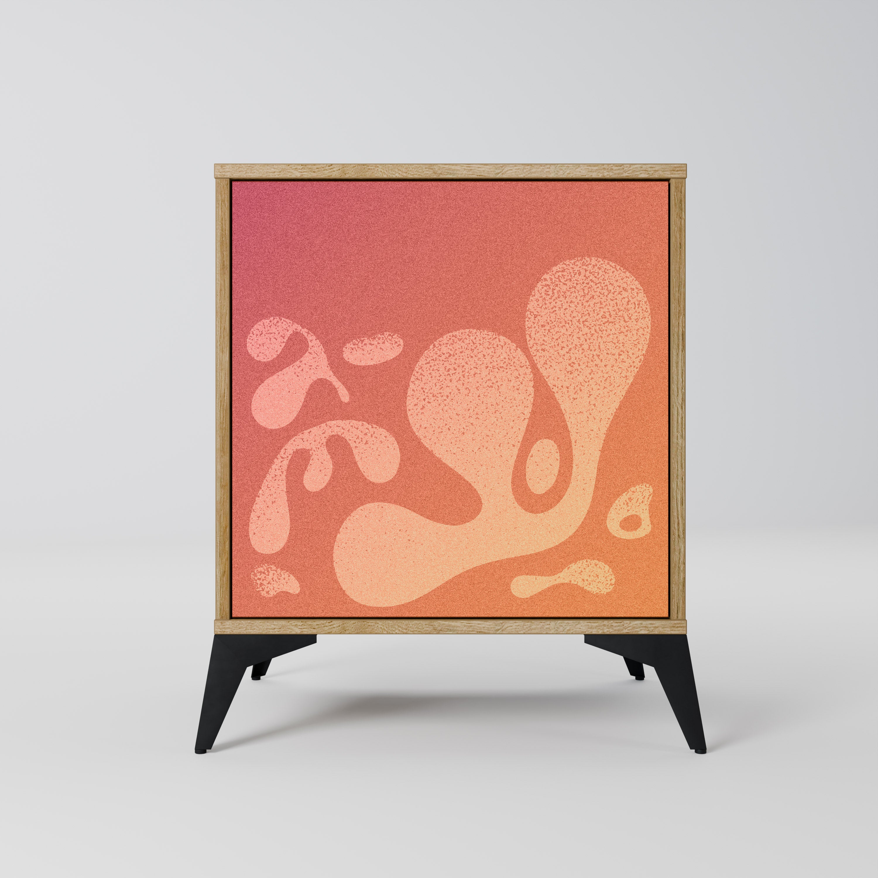 Aparador de una puerta rosa irregular con efecto roble